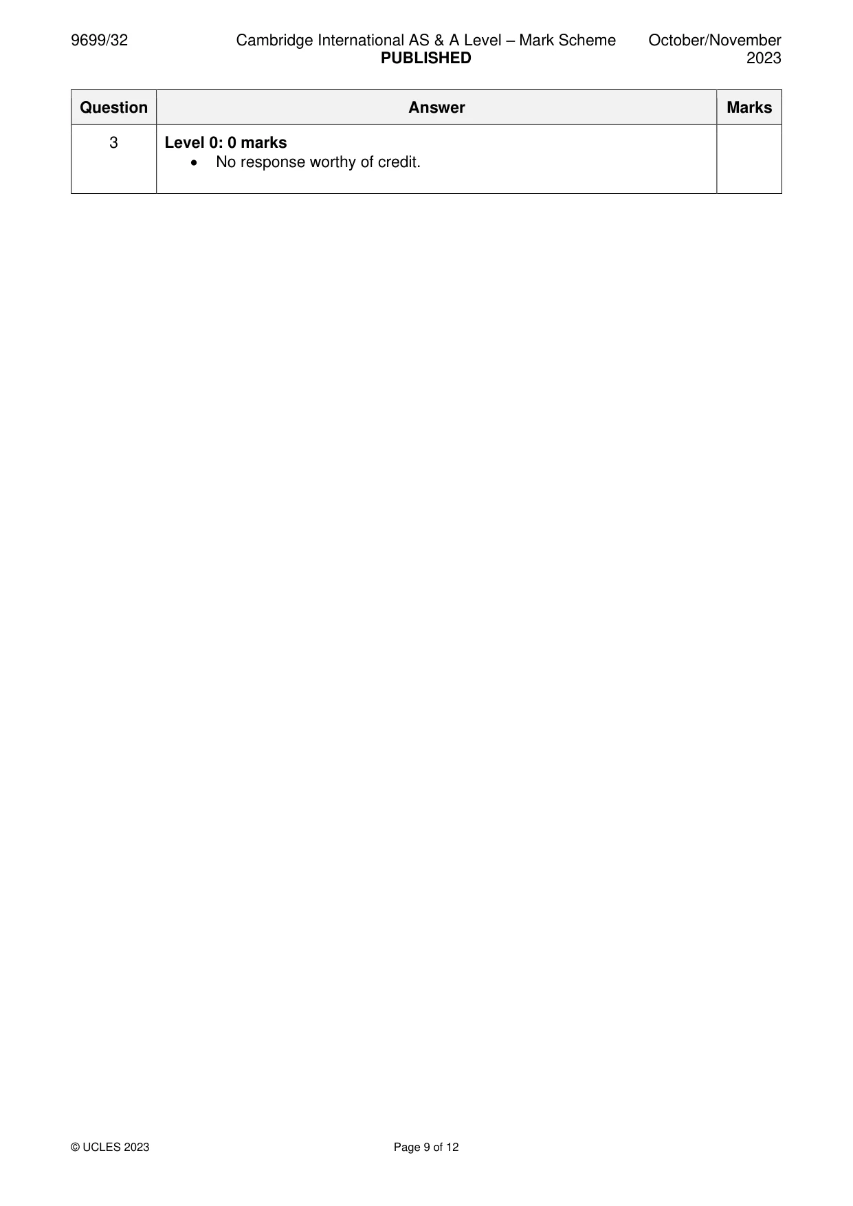 Mark scheme, page 9 of 12