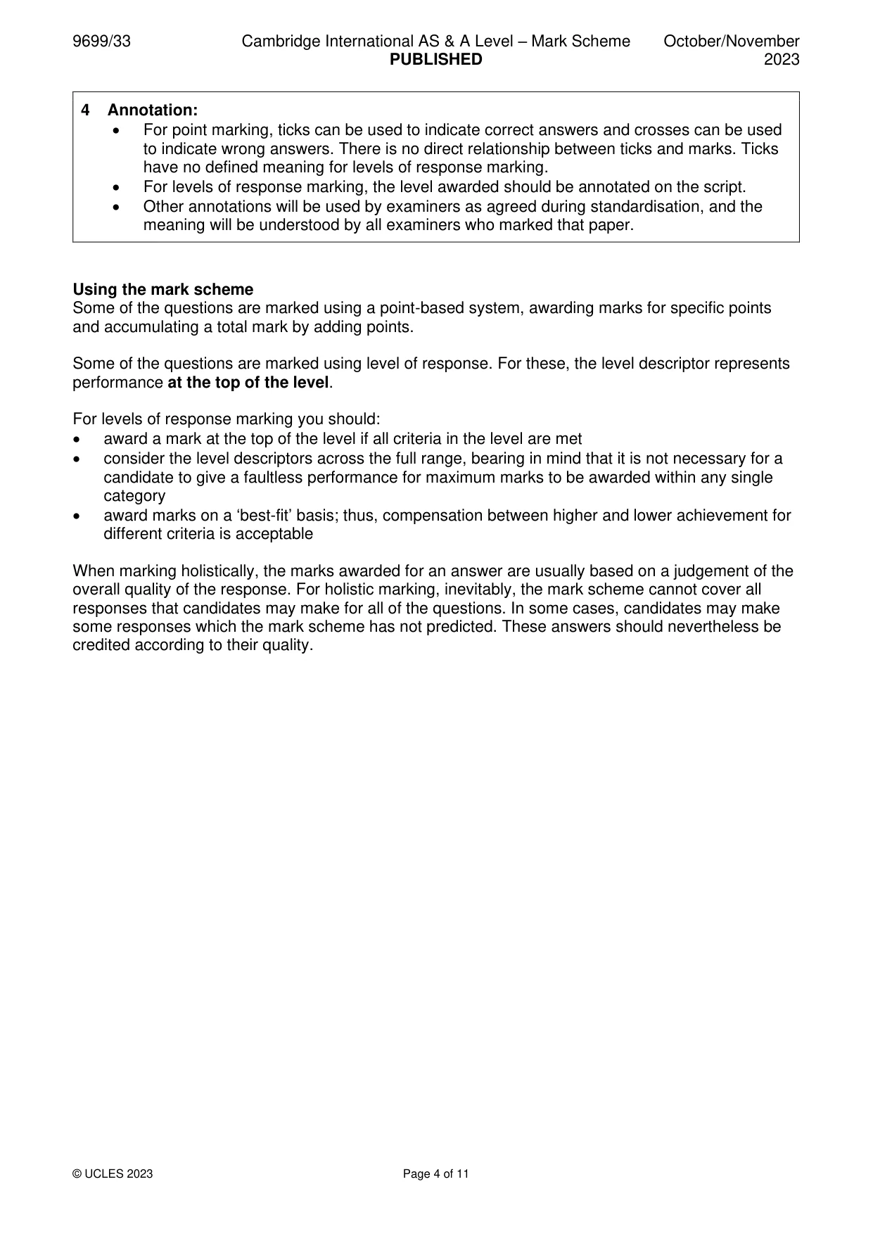 Mark scheme, page 4 of 11