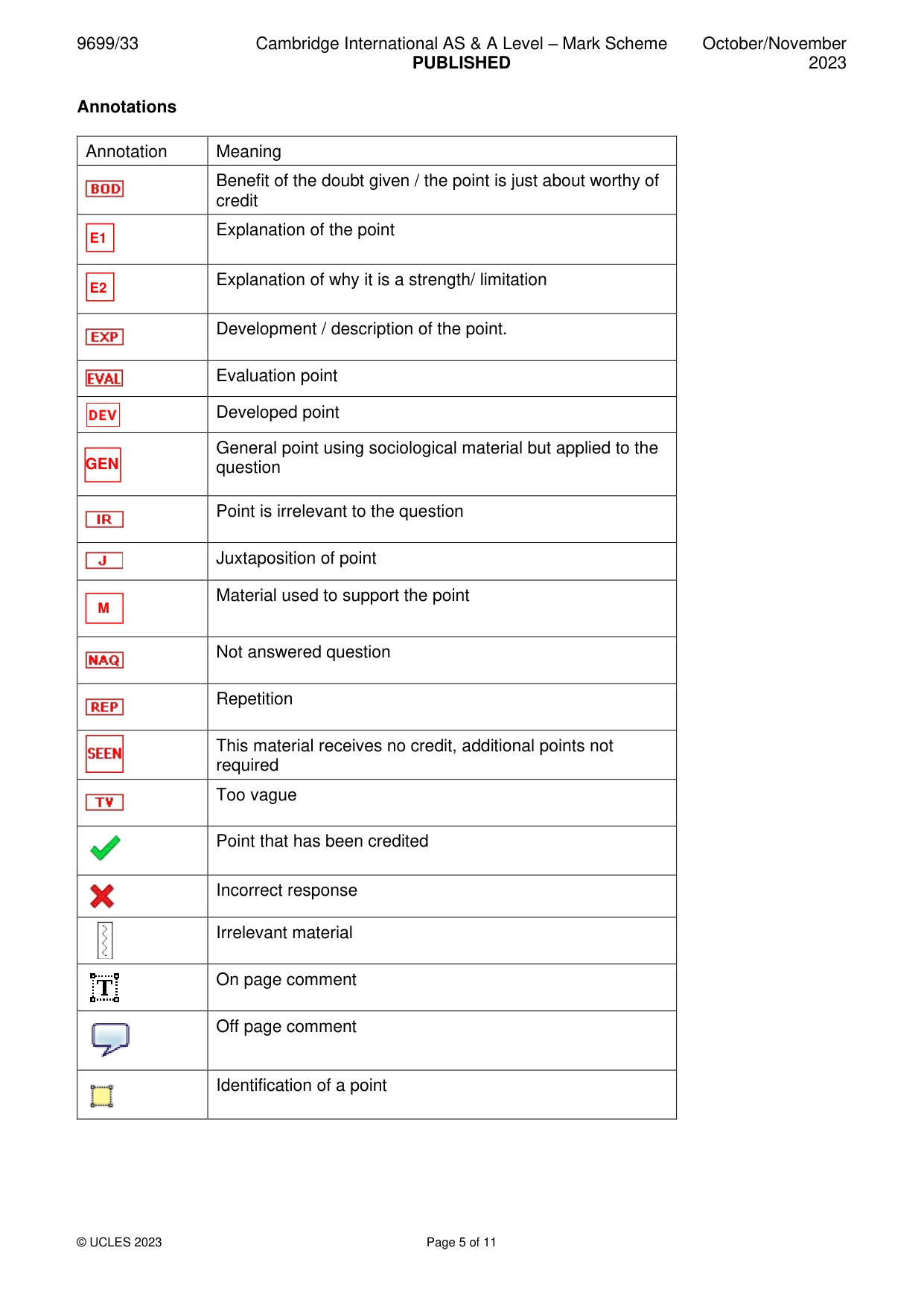 Mark scheme, page 5 of 11