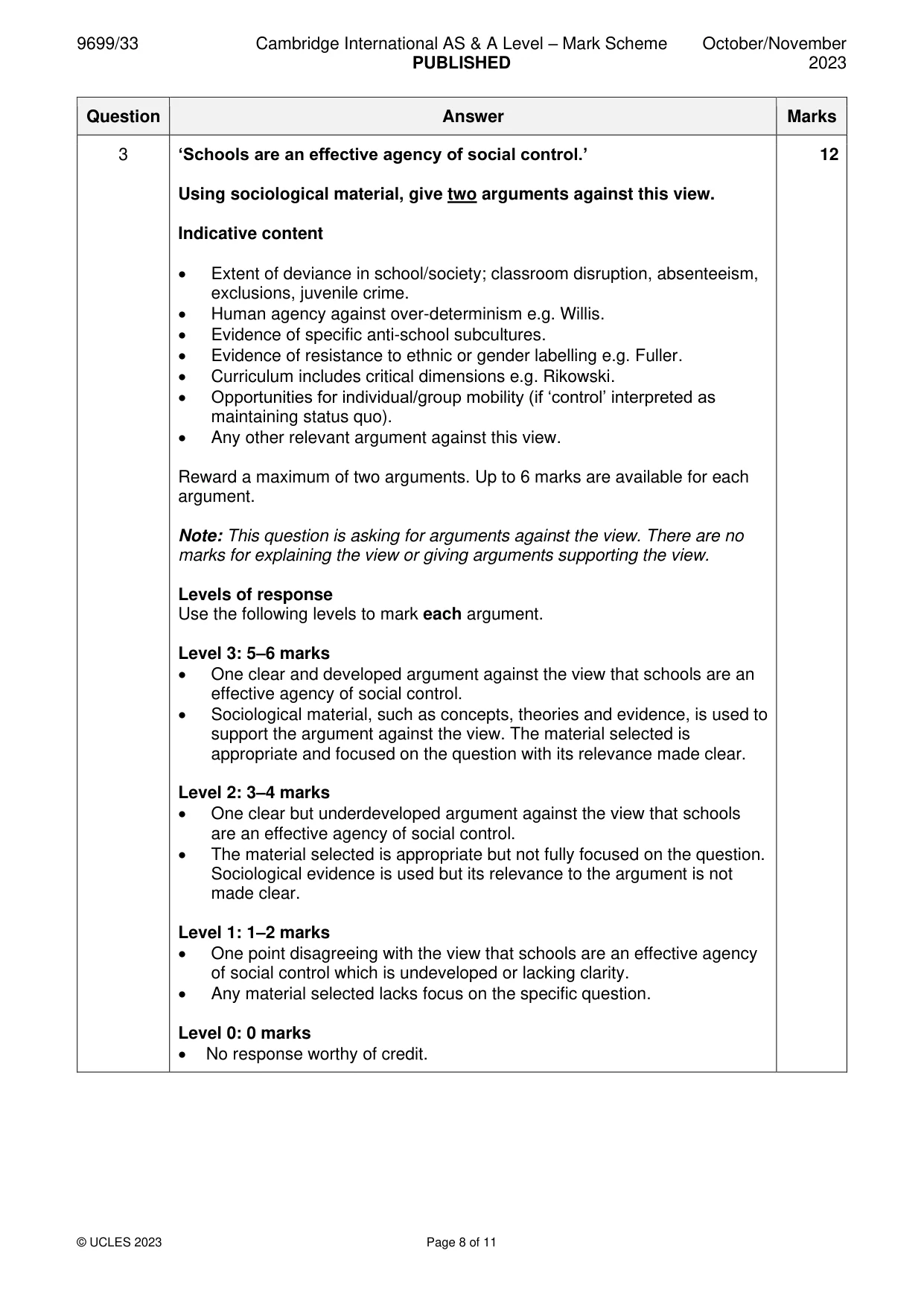 Mark scheme, page 8 of 11