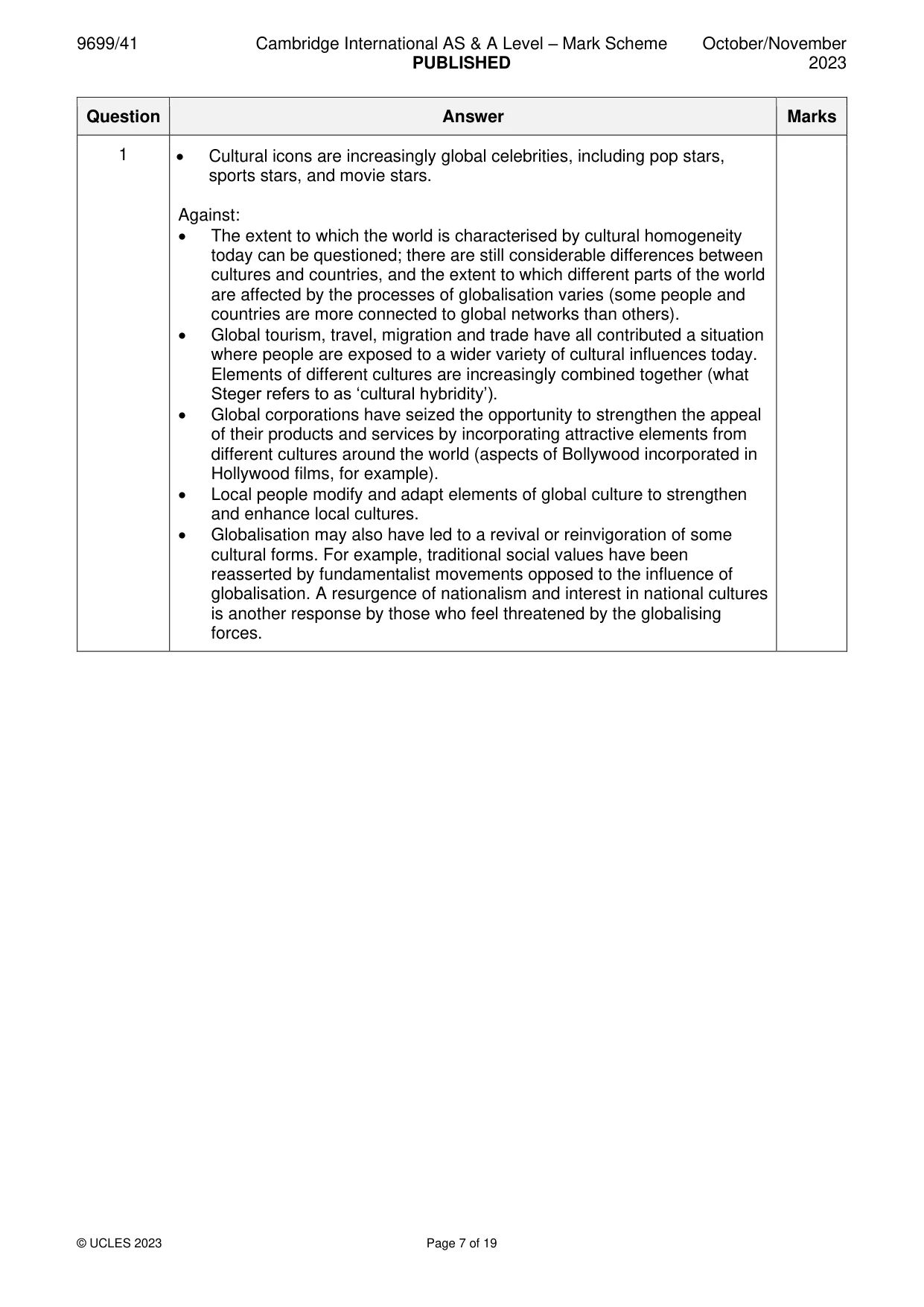 Mark scheme, page 7 of 19