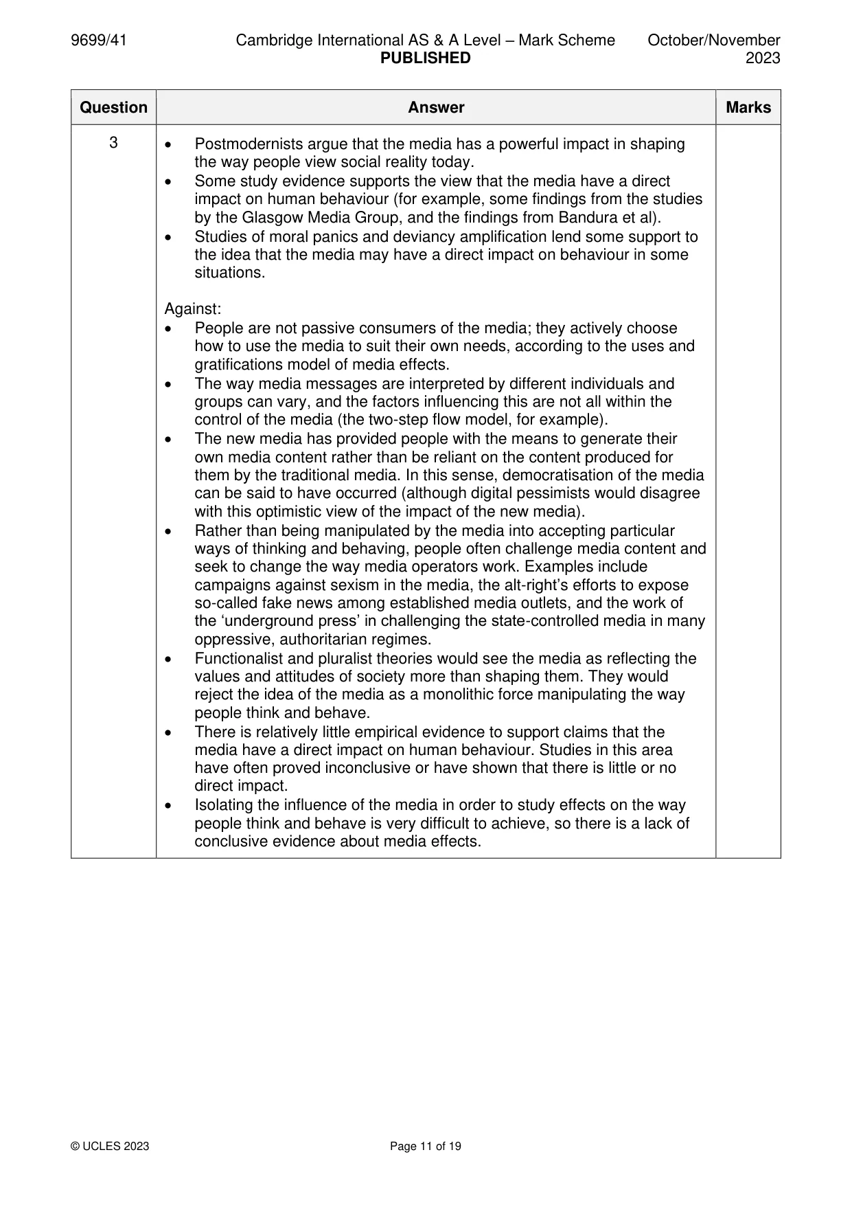 Mark scheme, page 11 of 19