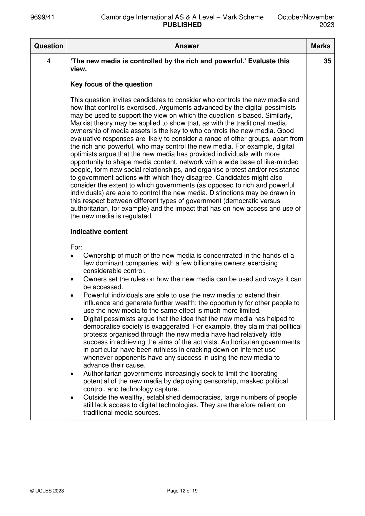 Mark scheme, page 12 of 19