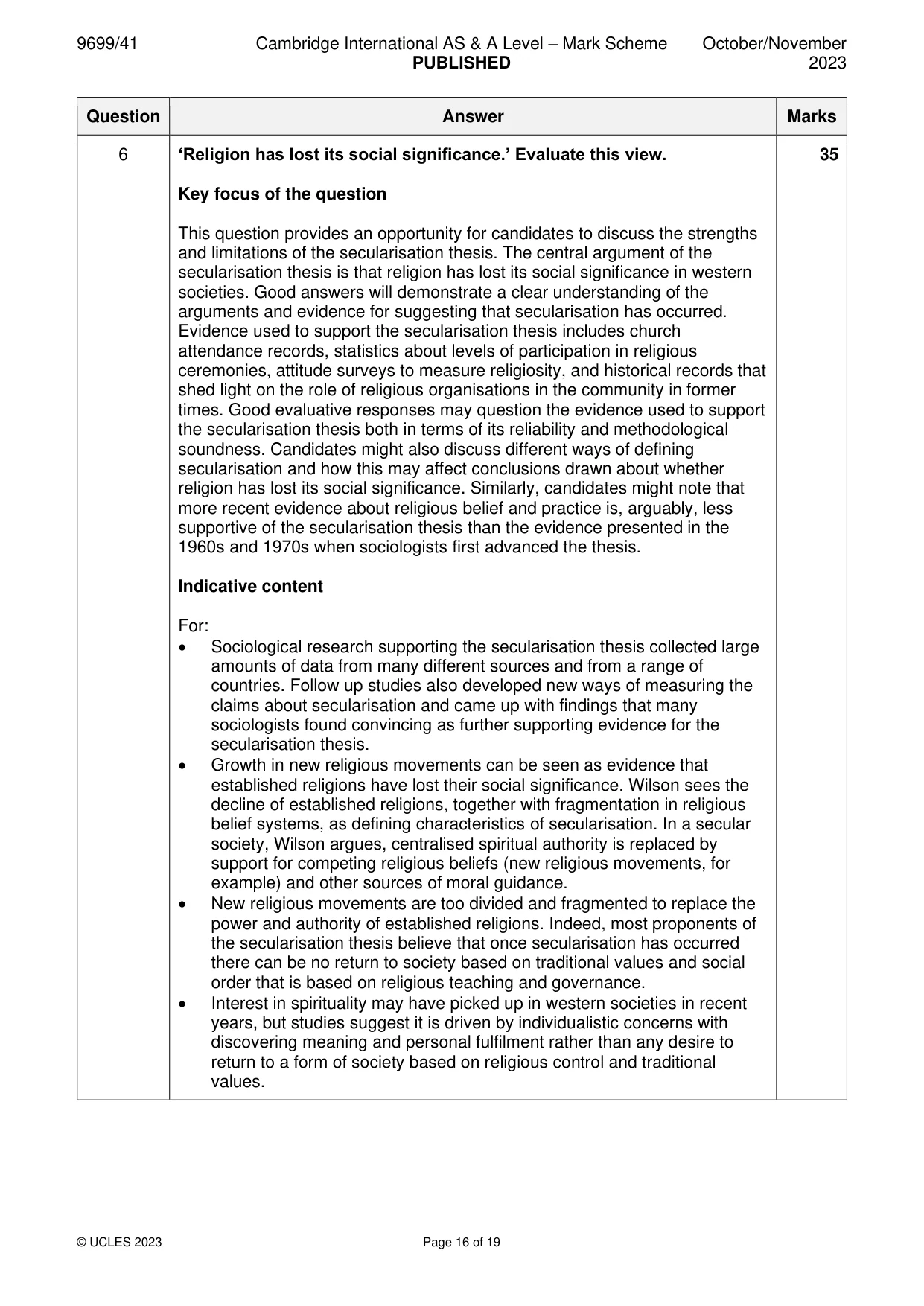 Mark scheme, page 16 of 19