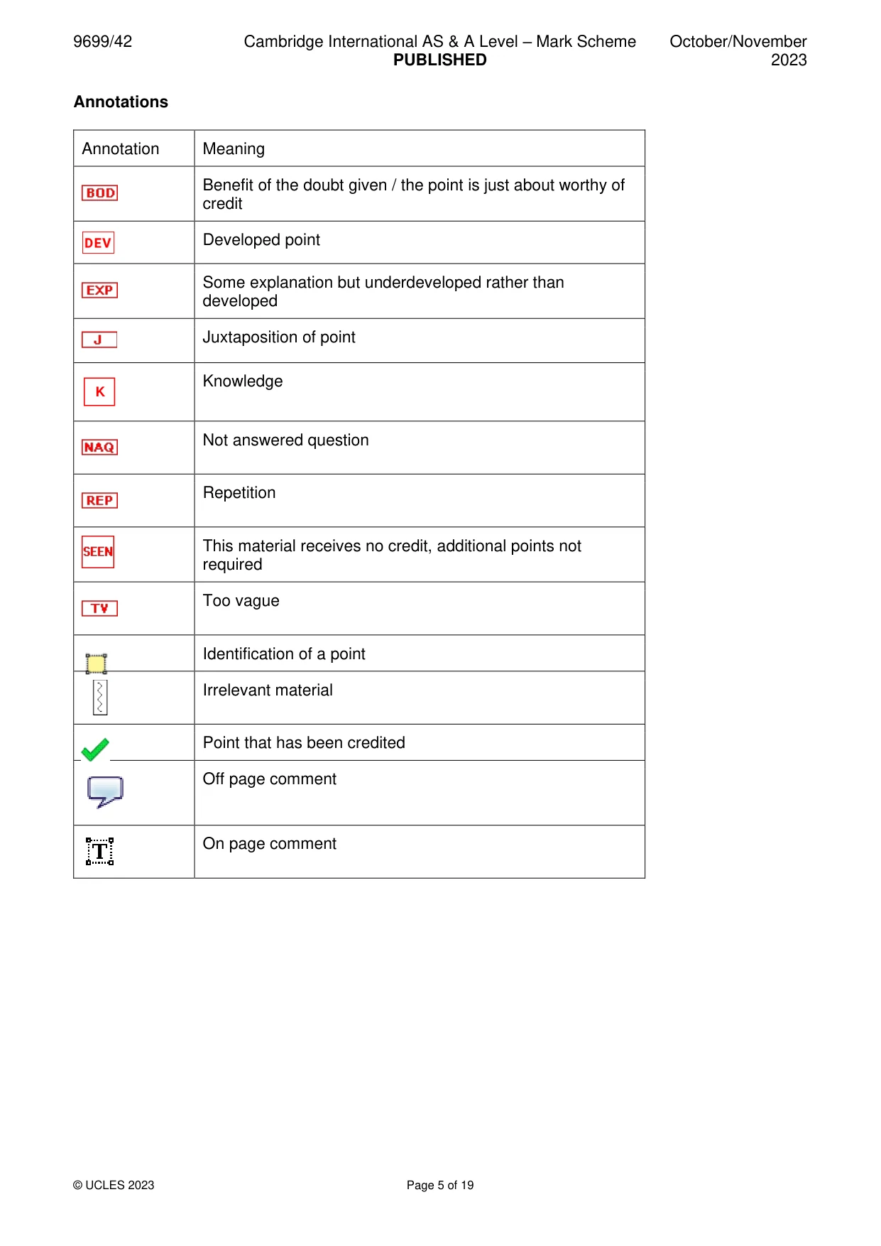 Mark scheme, page 5 of 19