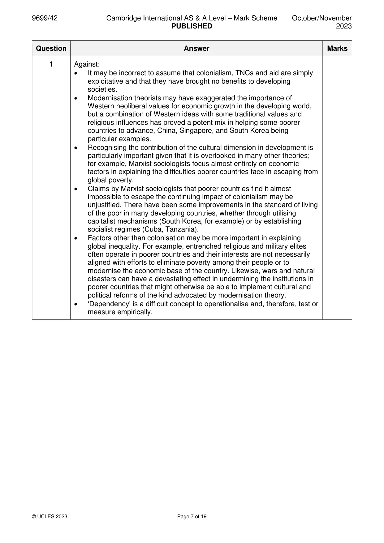 Mark scheme, page 7 of 19