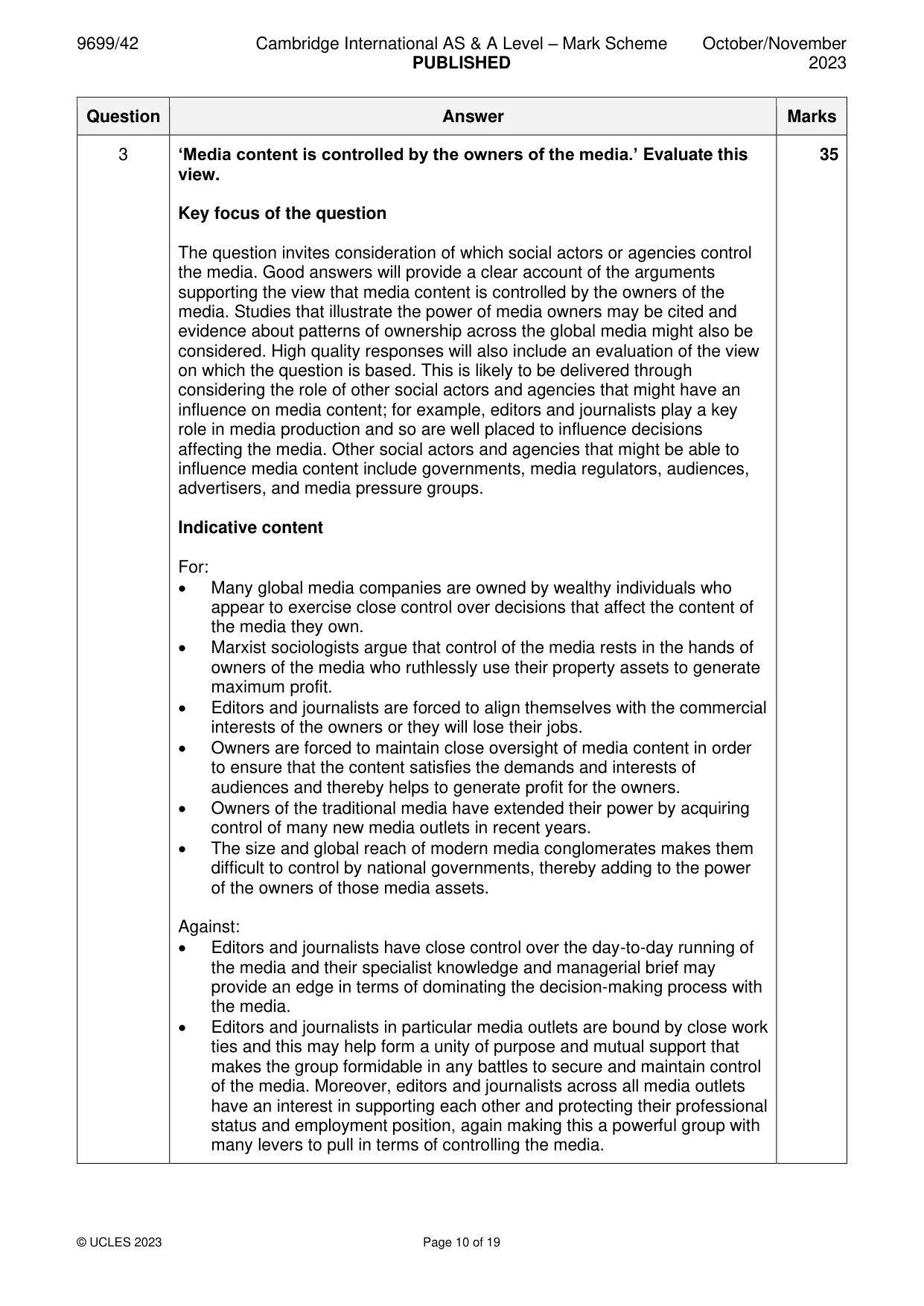 Mark scheme, page 10 of 19