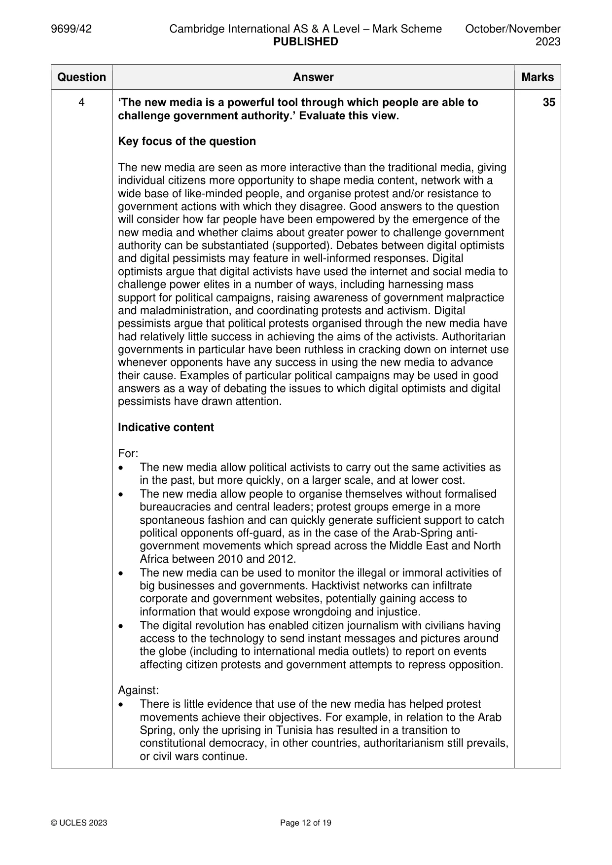 Mark scheme, page 12 of 19