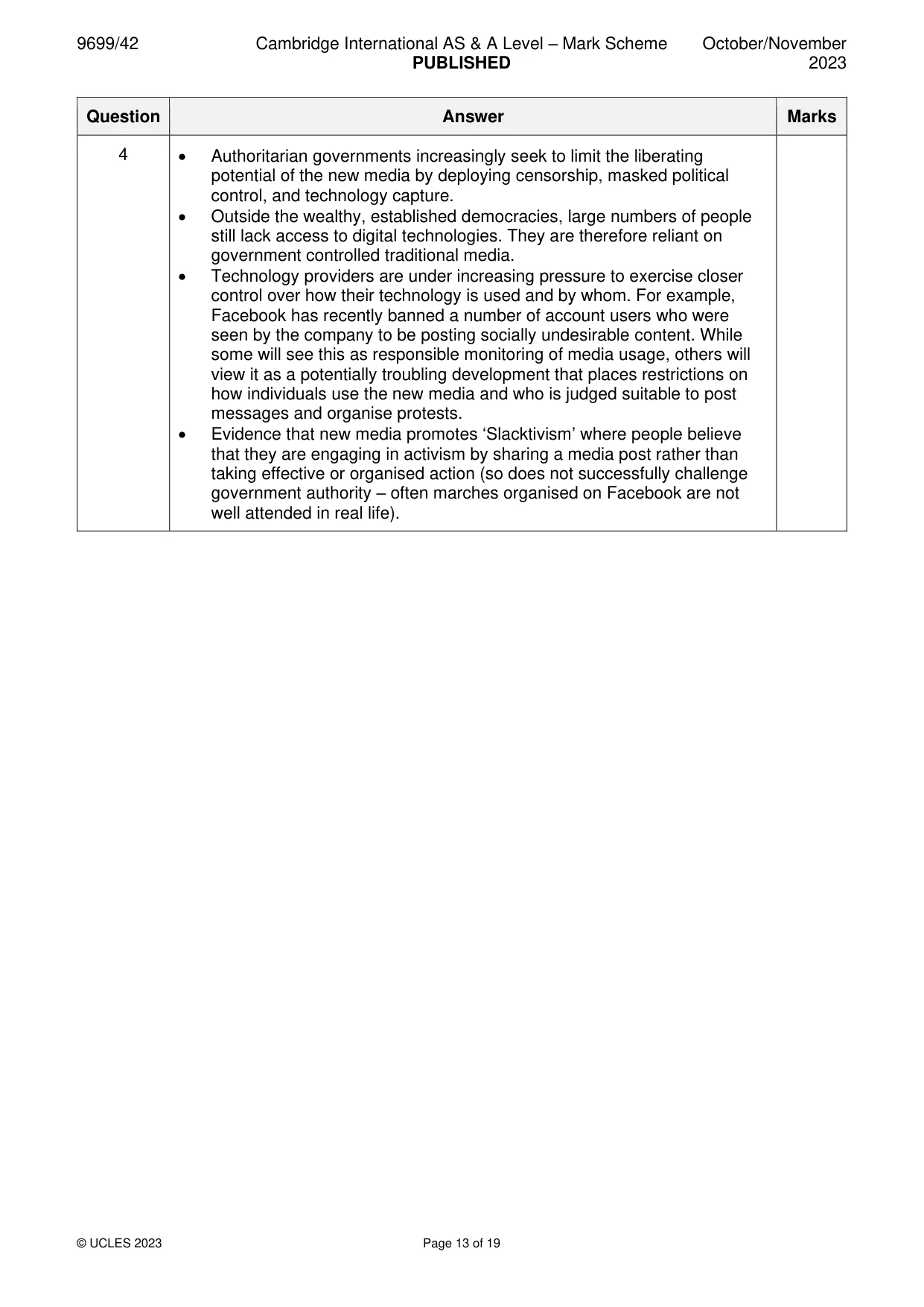 Mark scheme, page 13 of 19