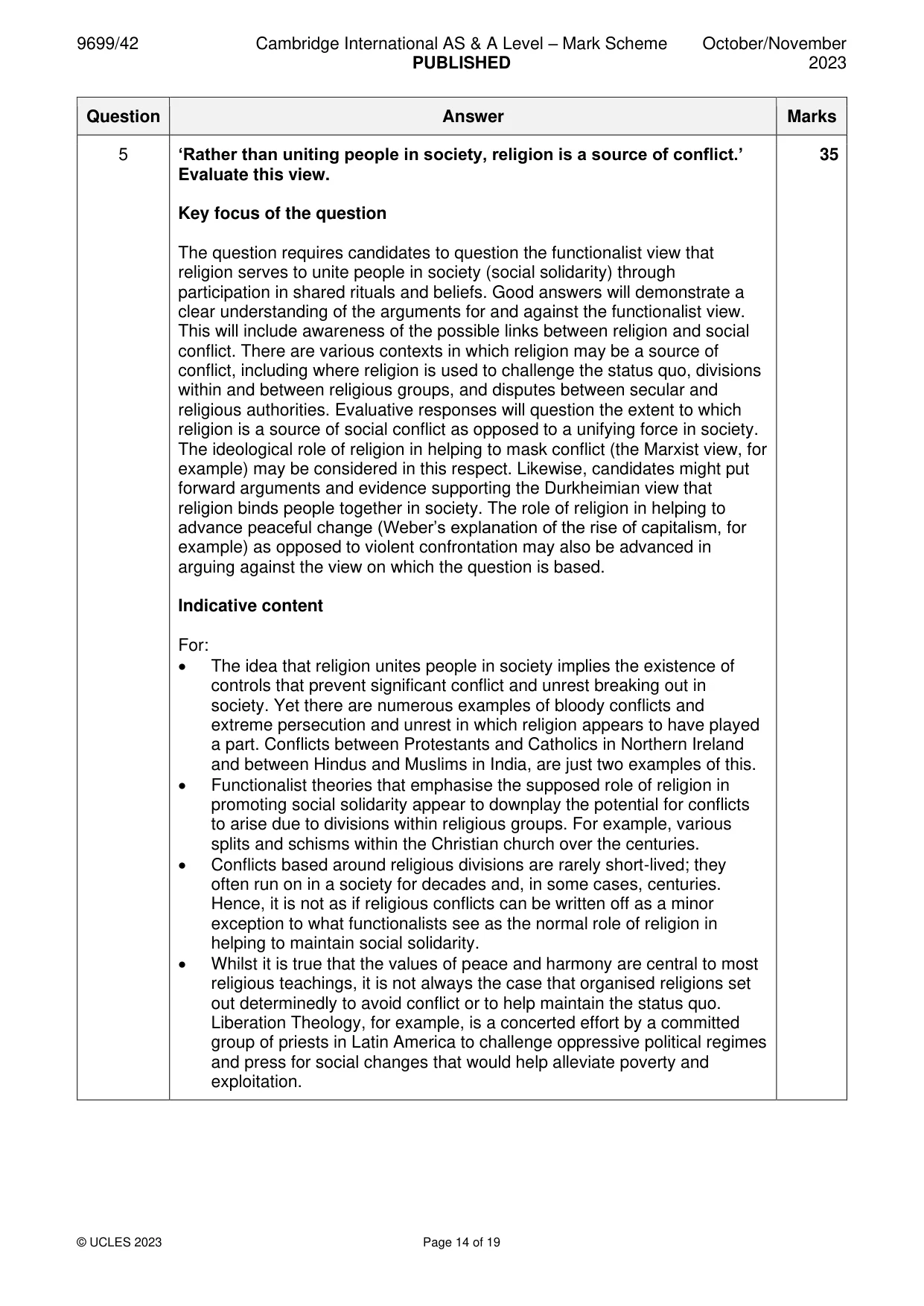 Mark scheme, page 14 of 19