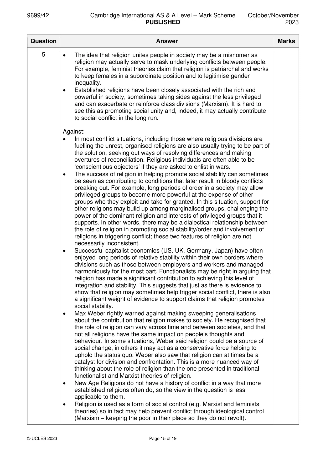 Mark scheme, page 15 of 19