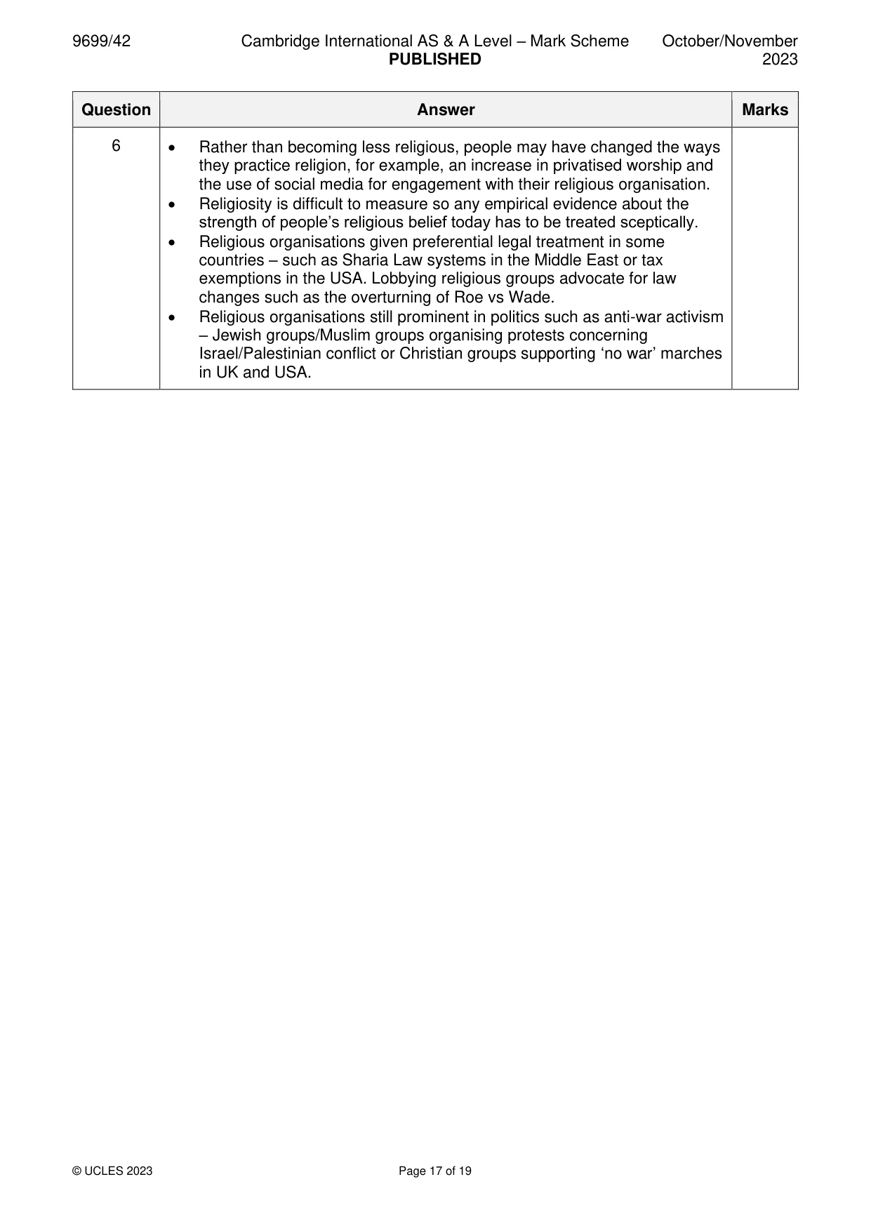 Mark scheme, page 17 of 19