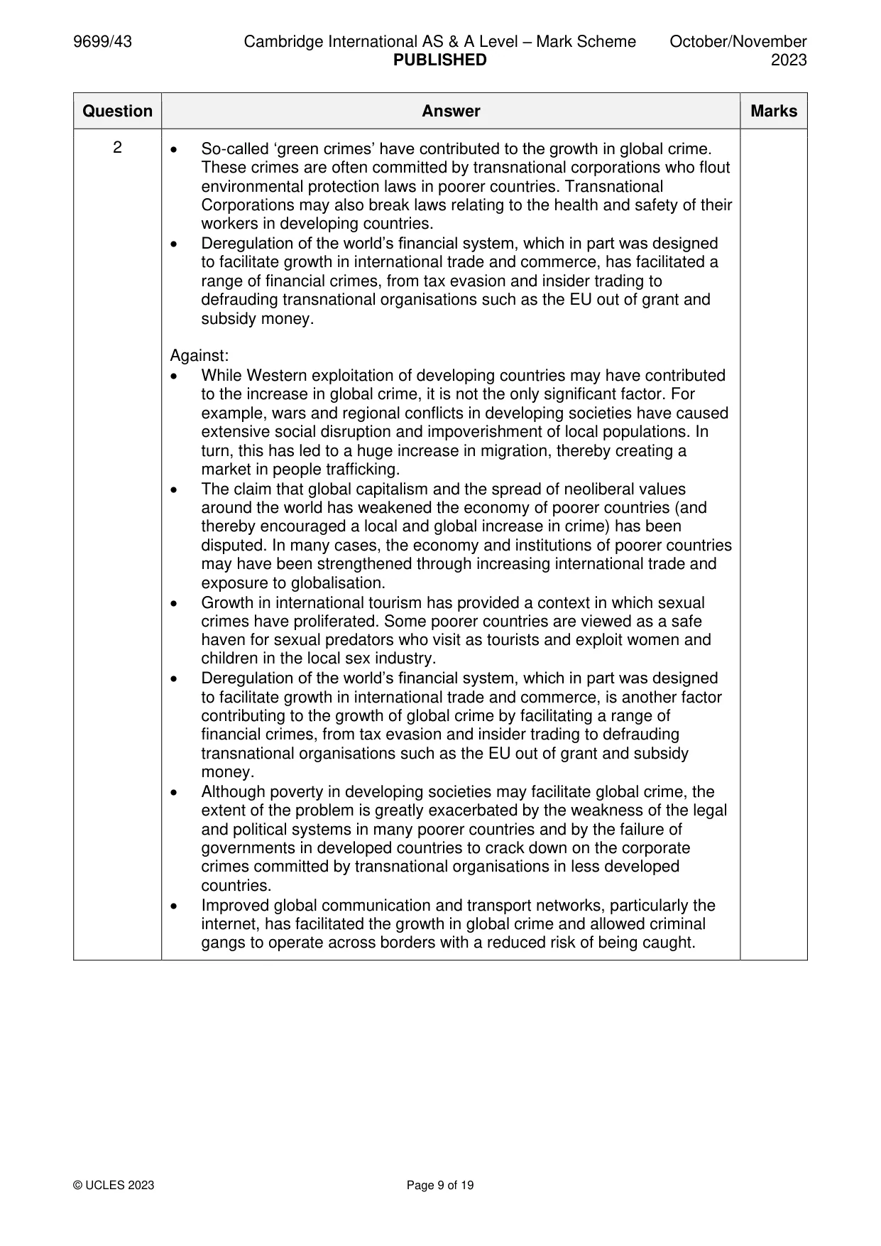 Mark scheme, page 9 of 19