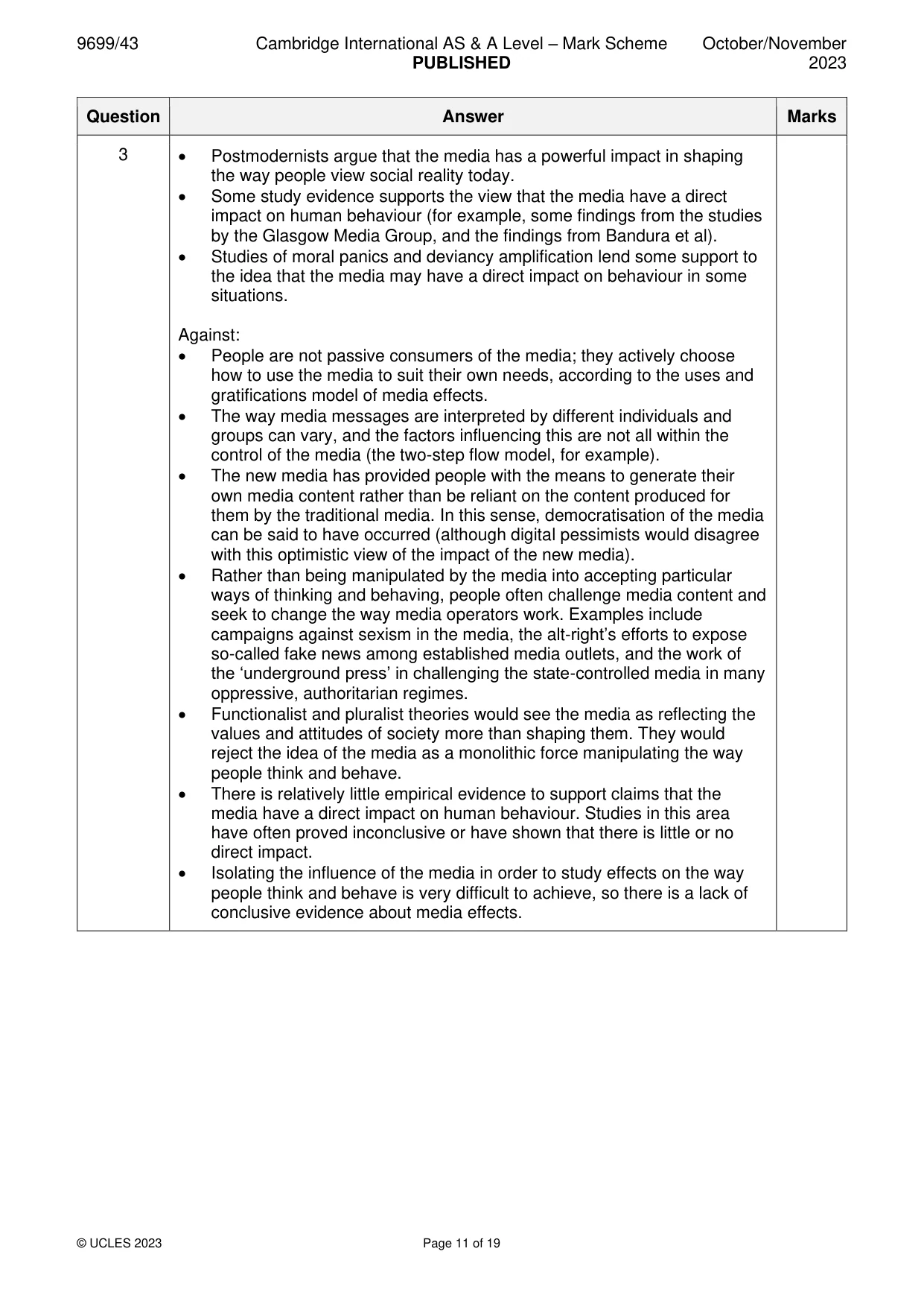Mark scheme, page 11 of 19