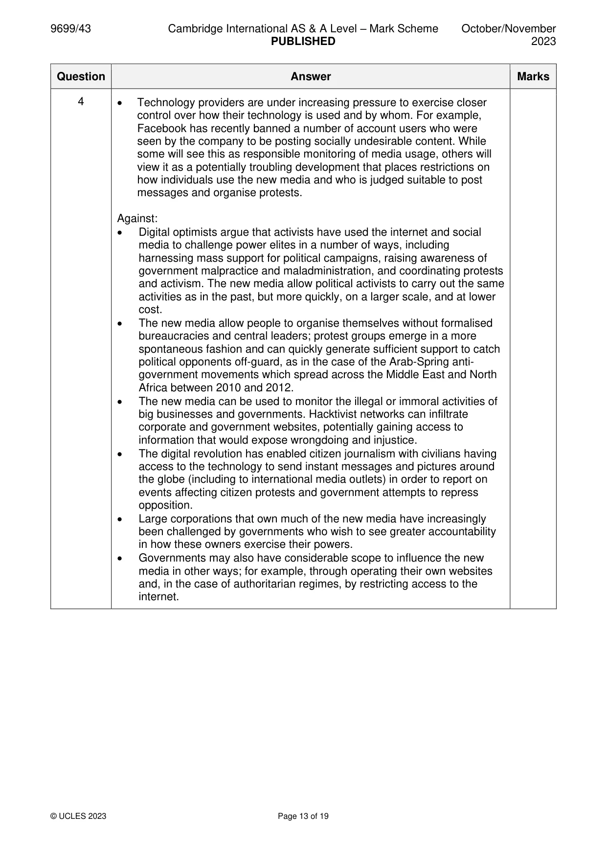 Mark scheme, page 13 of 19
