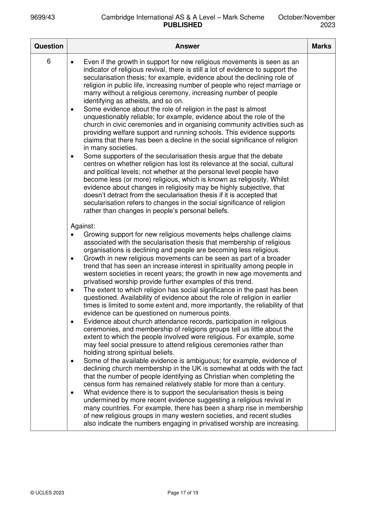 Mark scheme, page 17 of 19