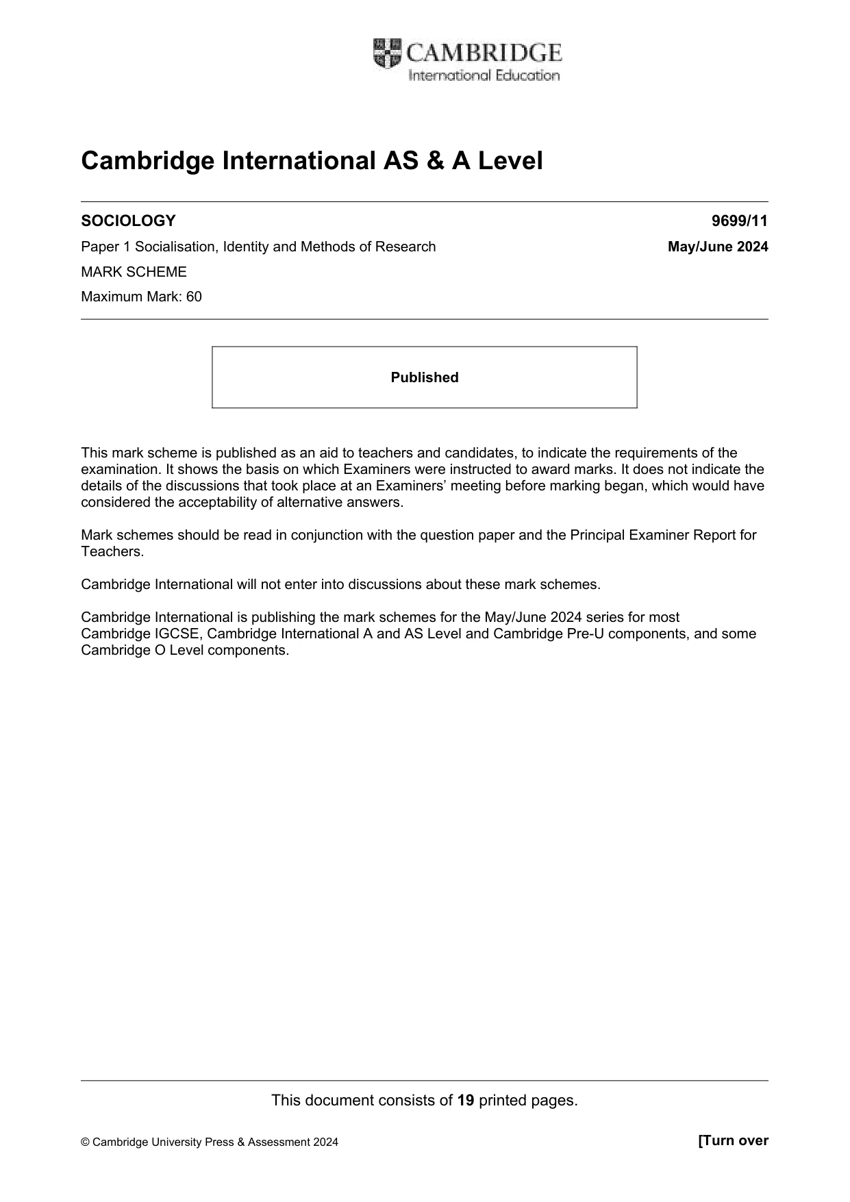 Mark scheme, page 1 of 19