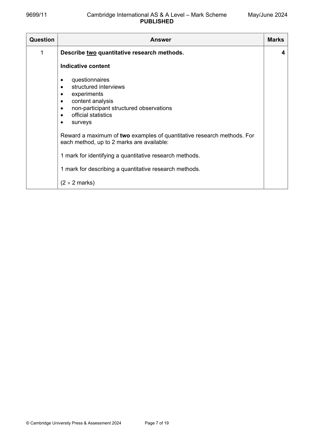 Mark scheme, page 7 of 19