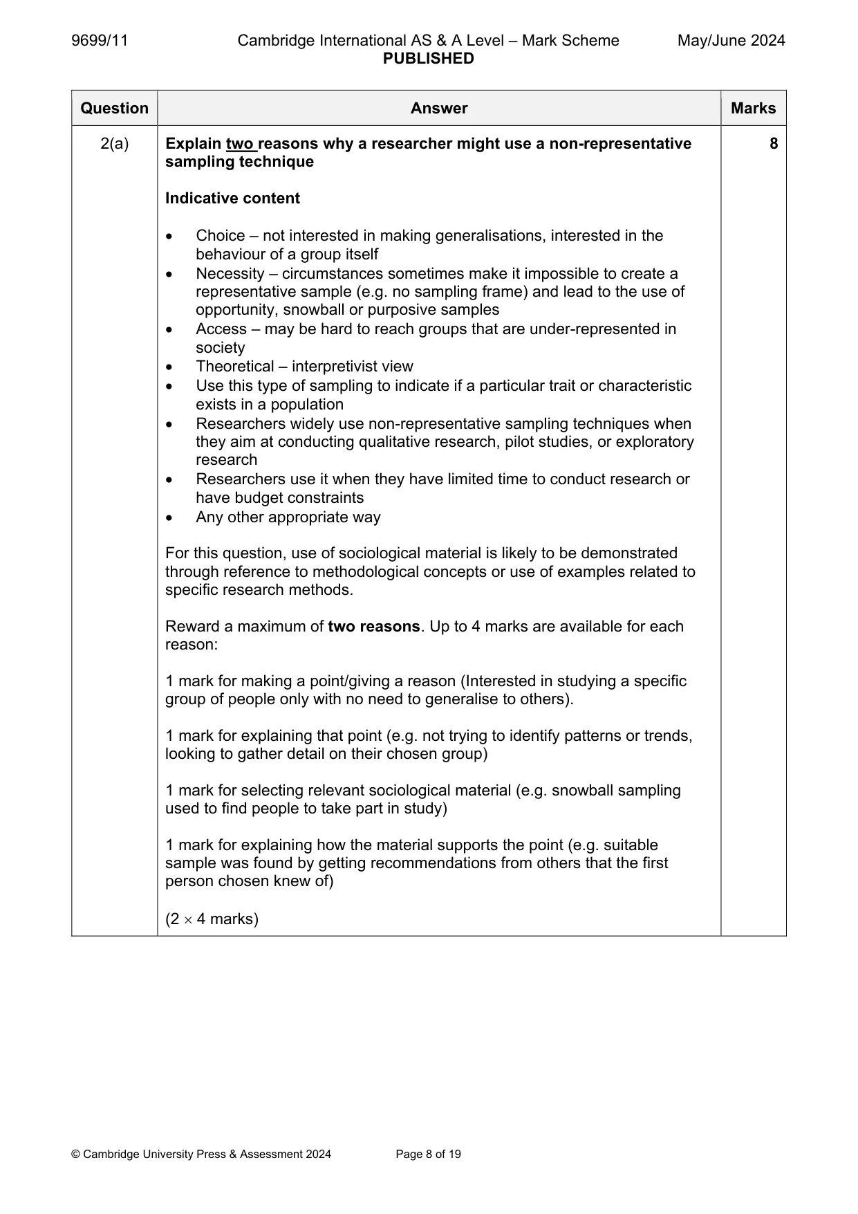 Mark scheme, page 8 of 19