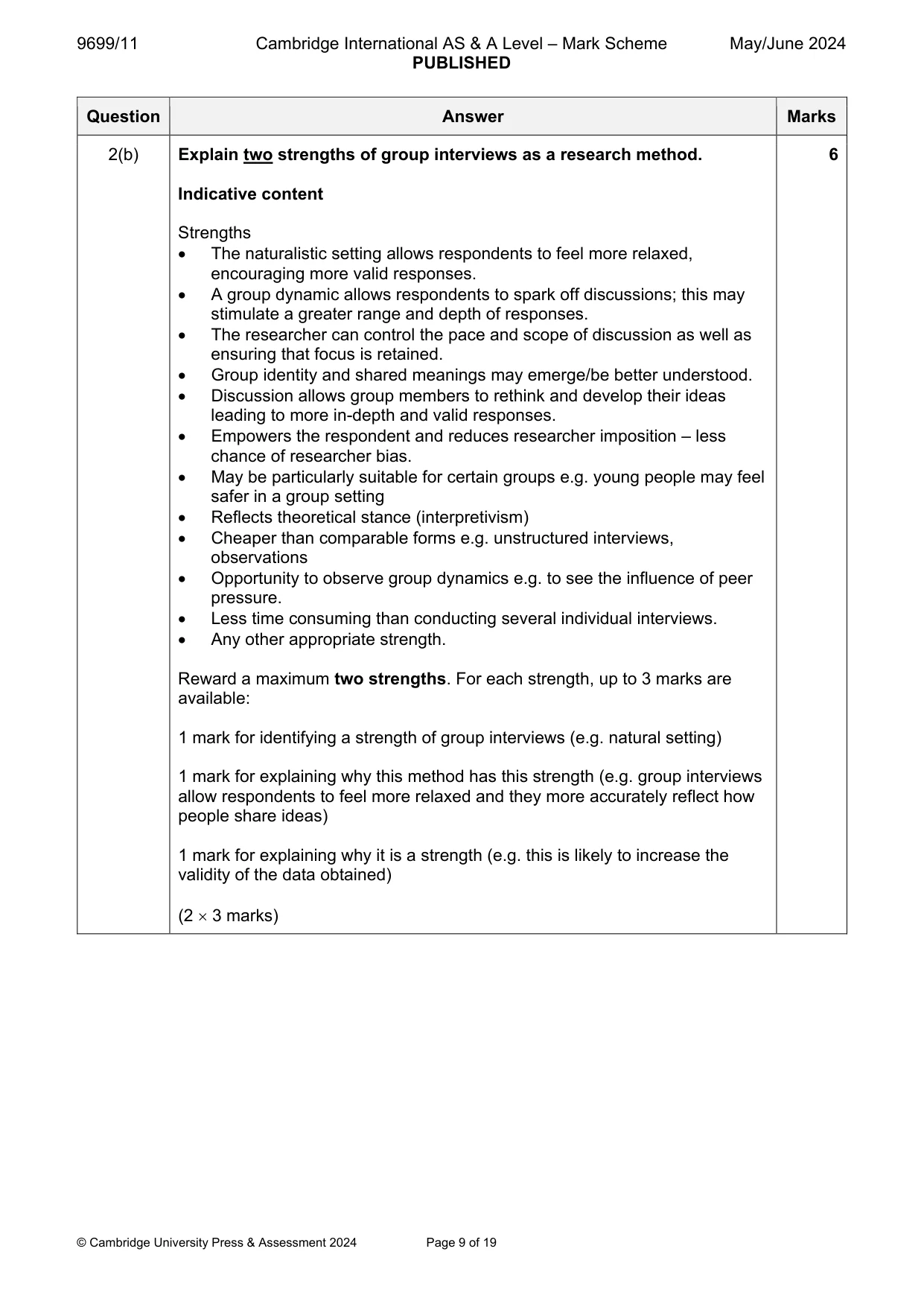 Mark scheme, page 9 of 19