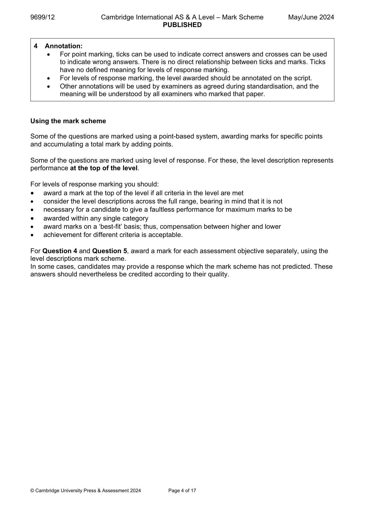 Mark scheme, page 4 of 17