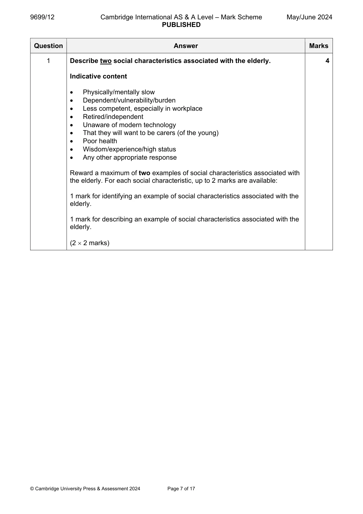Mark scheme, page 7 of 17