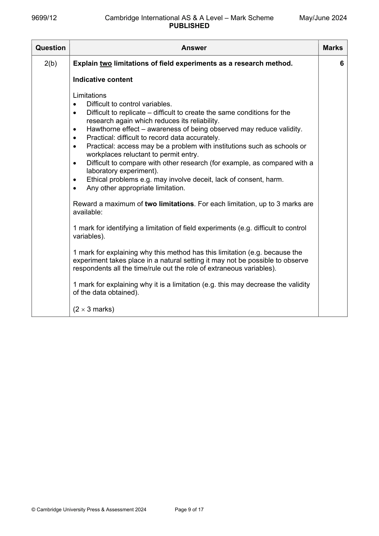Mark scheme, page 9 of 17