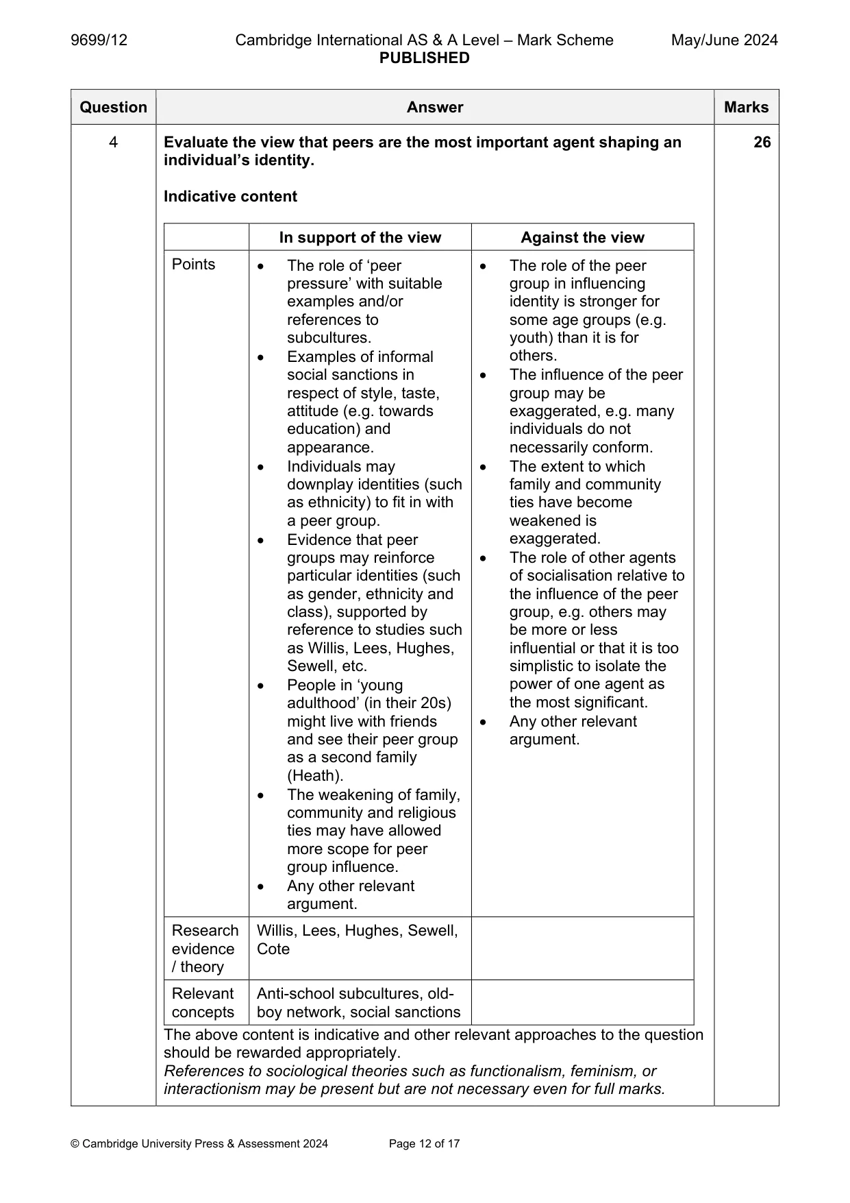 Mark scheme, page 12 of 17