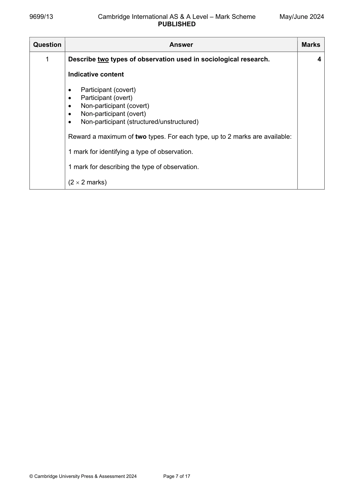 Mark scheme, page 7 of 17