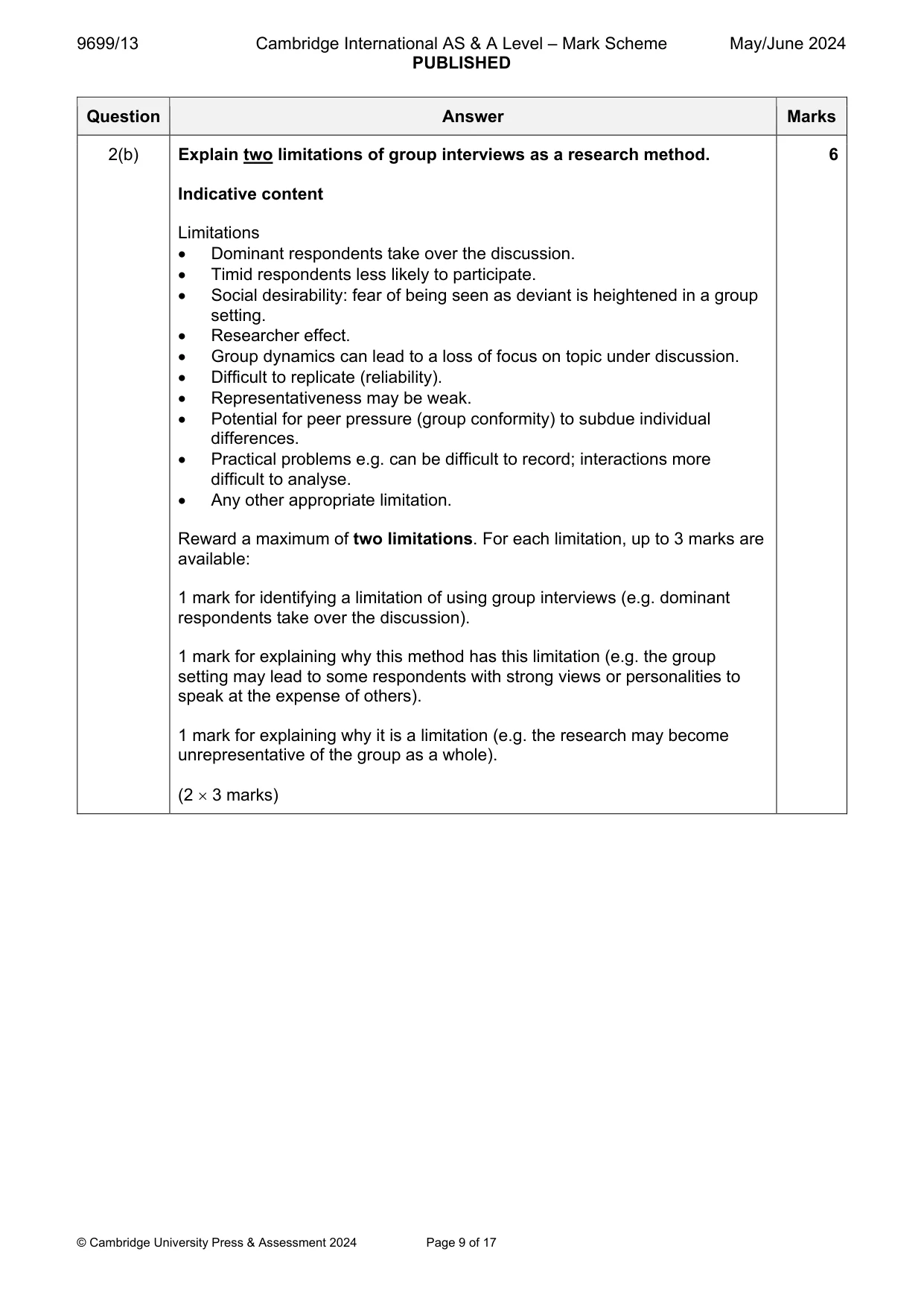 Mark scheme, page 9 of 17