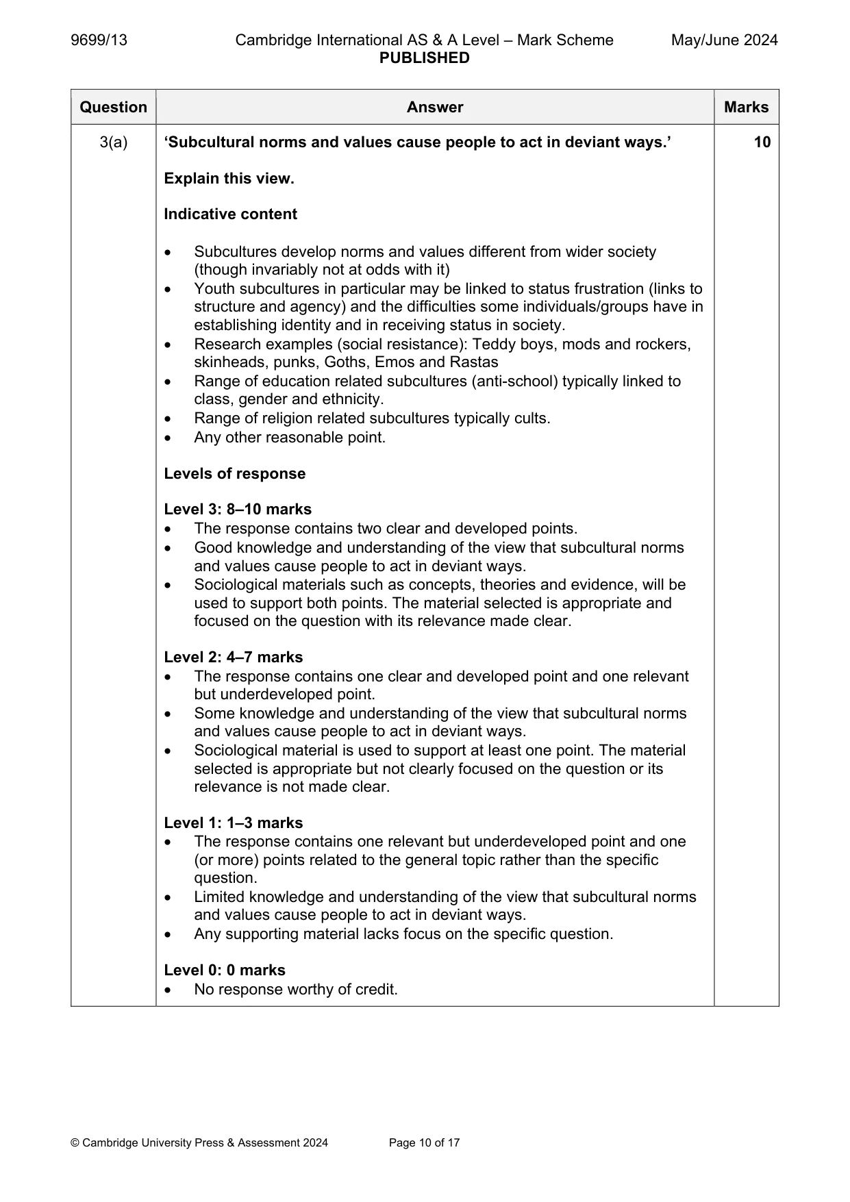 Mark scheme, page 10 of 17