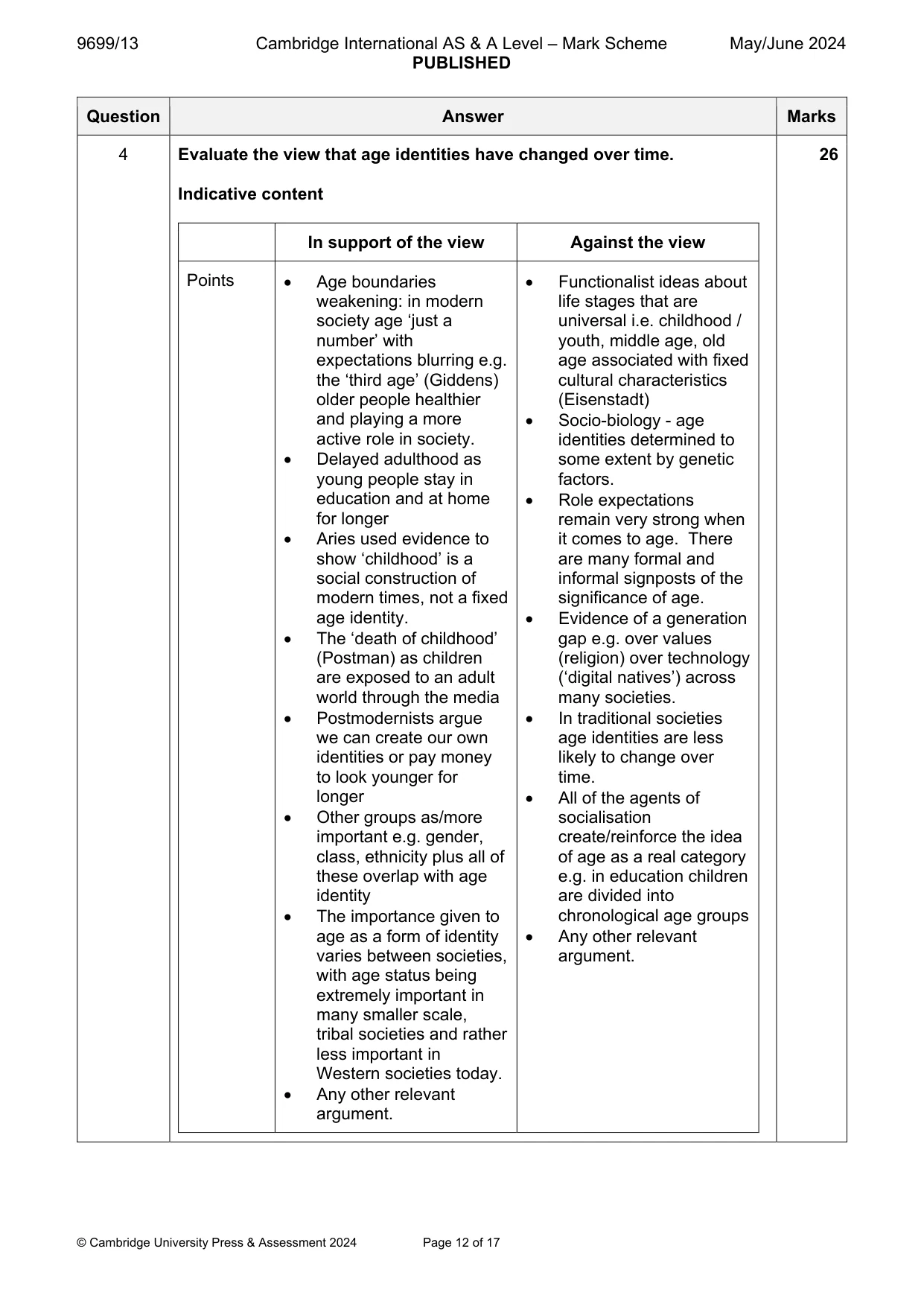 Mark scheme, page 12 of 17