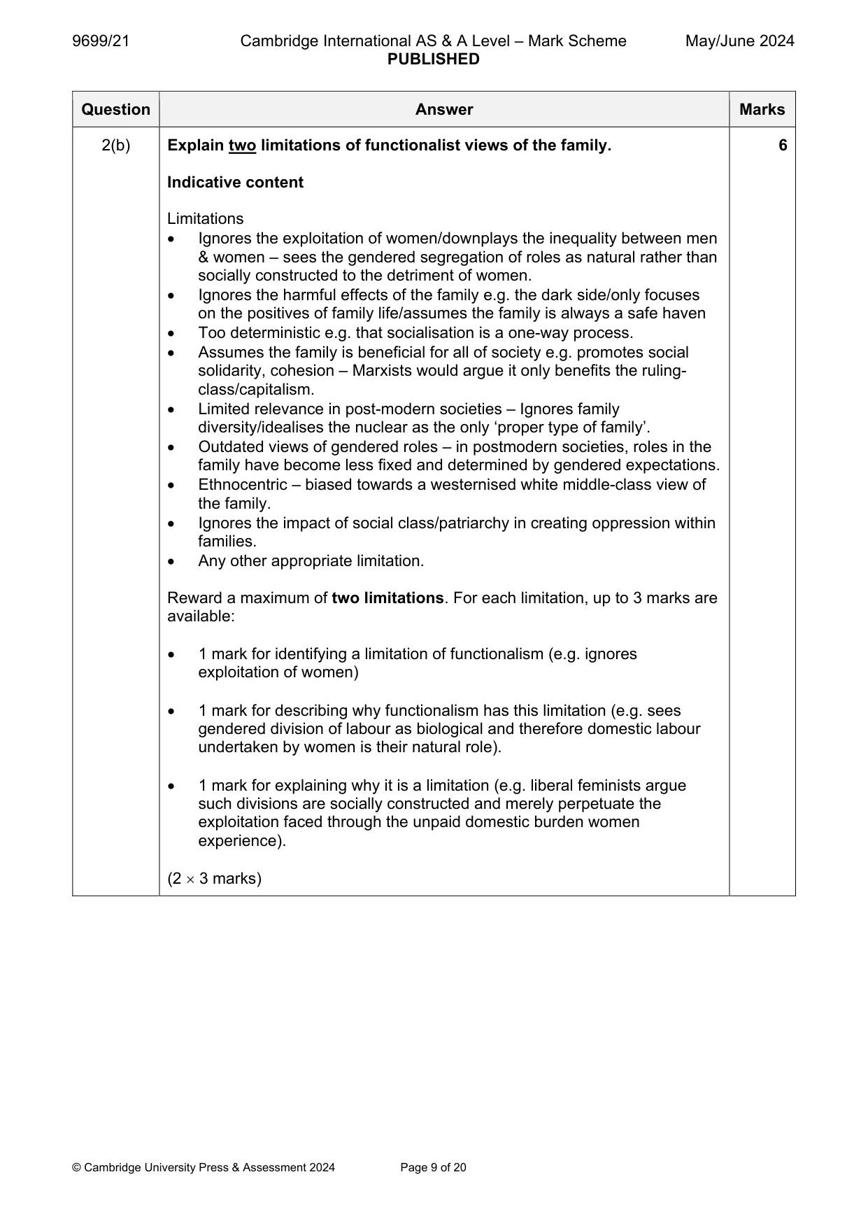 Mark scheme, page 9 of 20