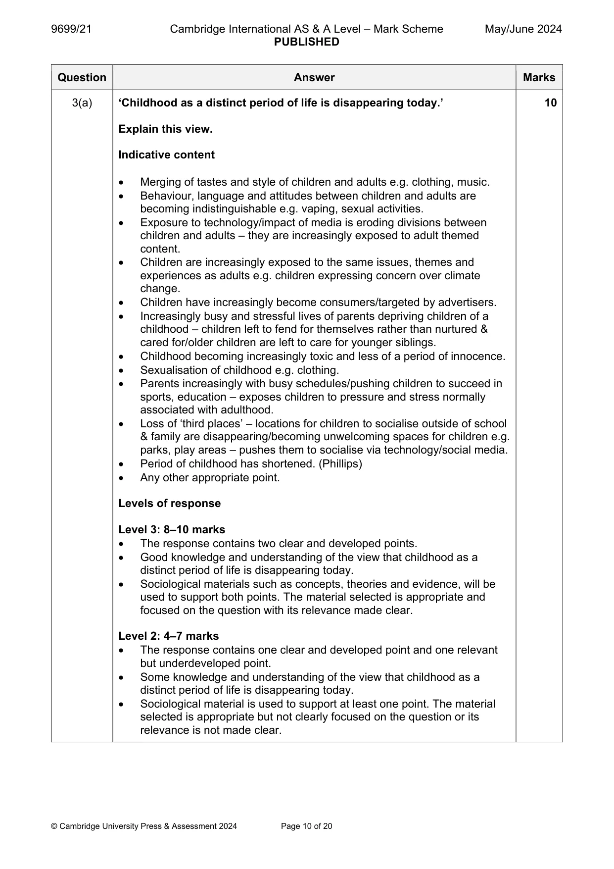 Mark scheme, page 10 of 20