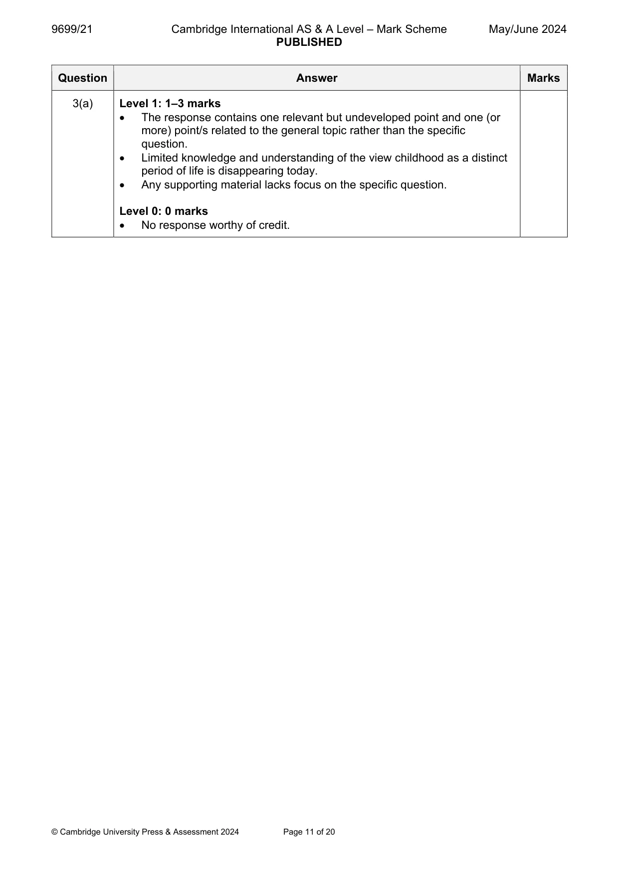 Mark scheme, page 11 of 20