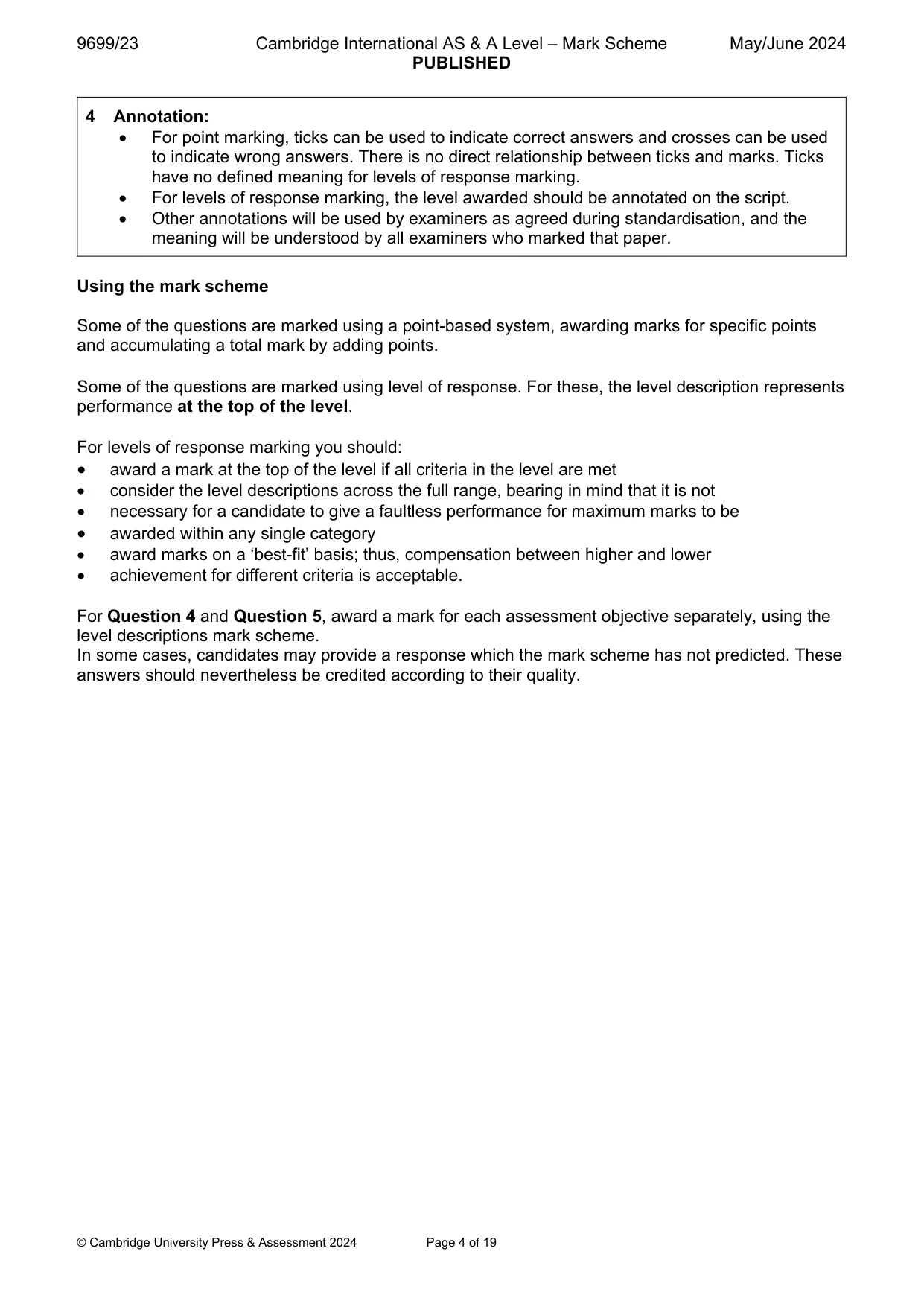 Mark scheme, page 4 of 19