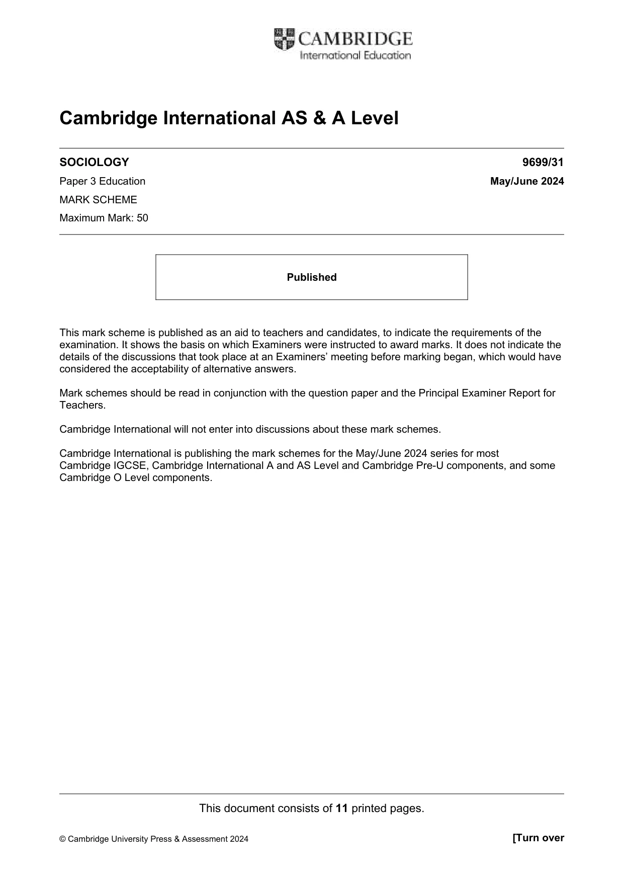 Mark scheme, page 1 of 11