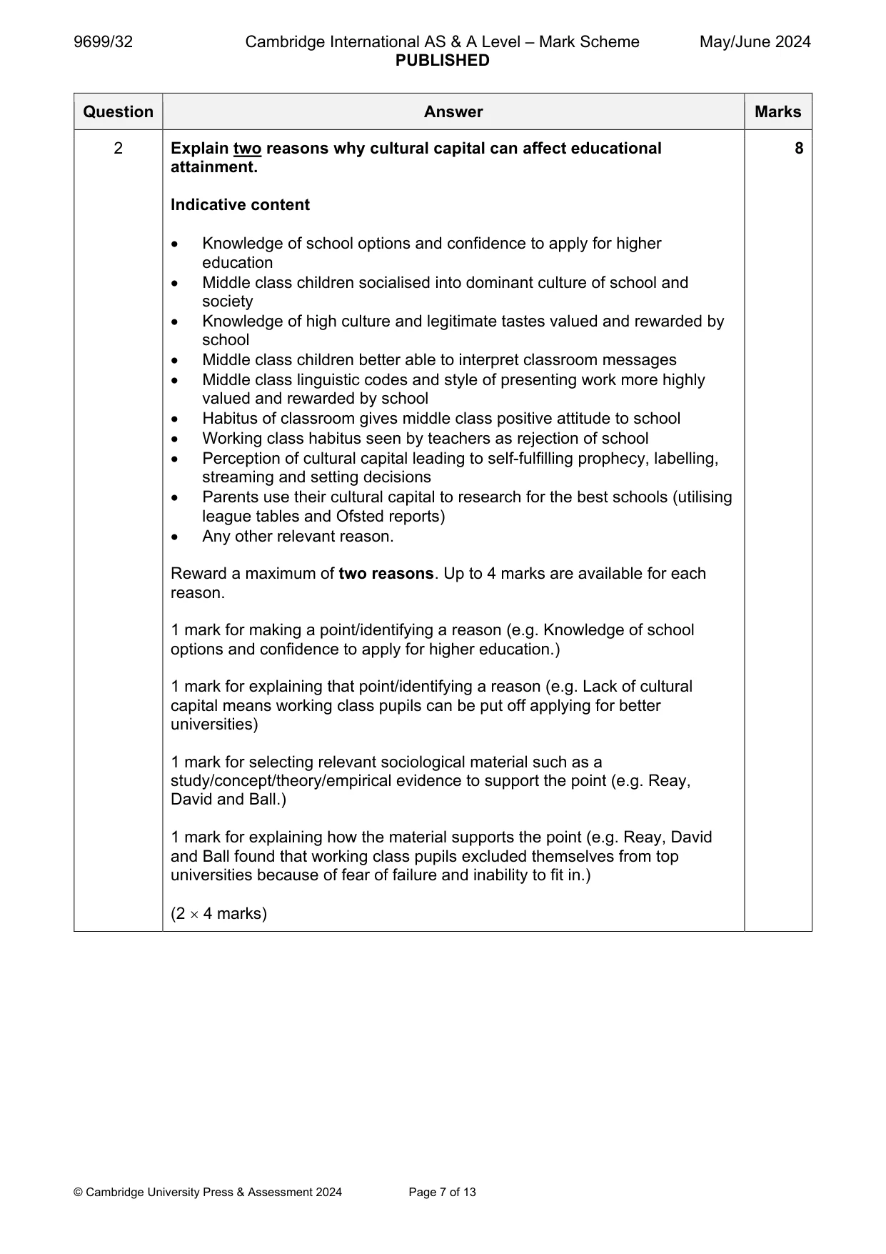 Mark scheme, page 7 of 13