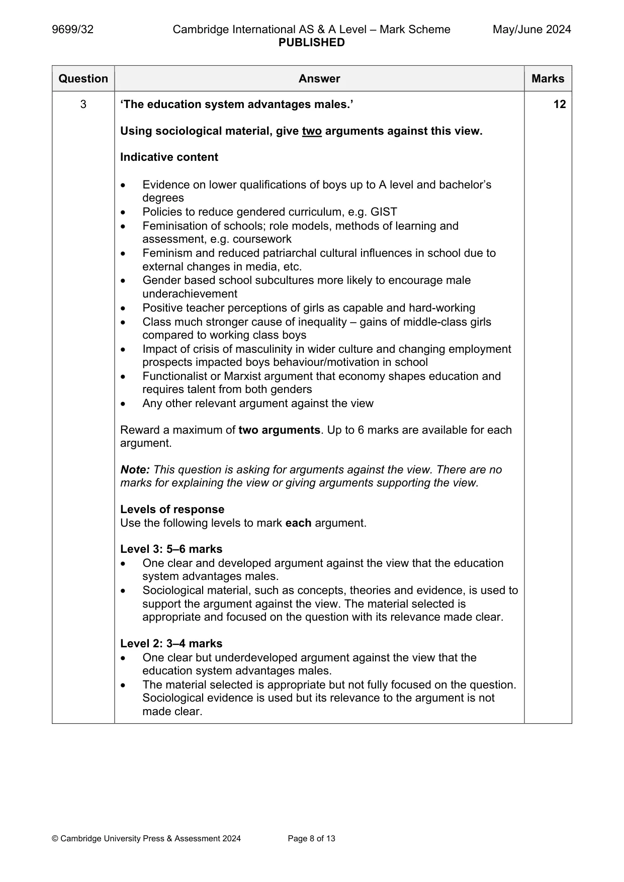 Mark scheme, page 8 of 13
