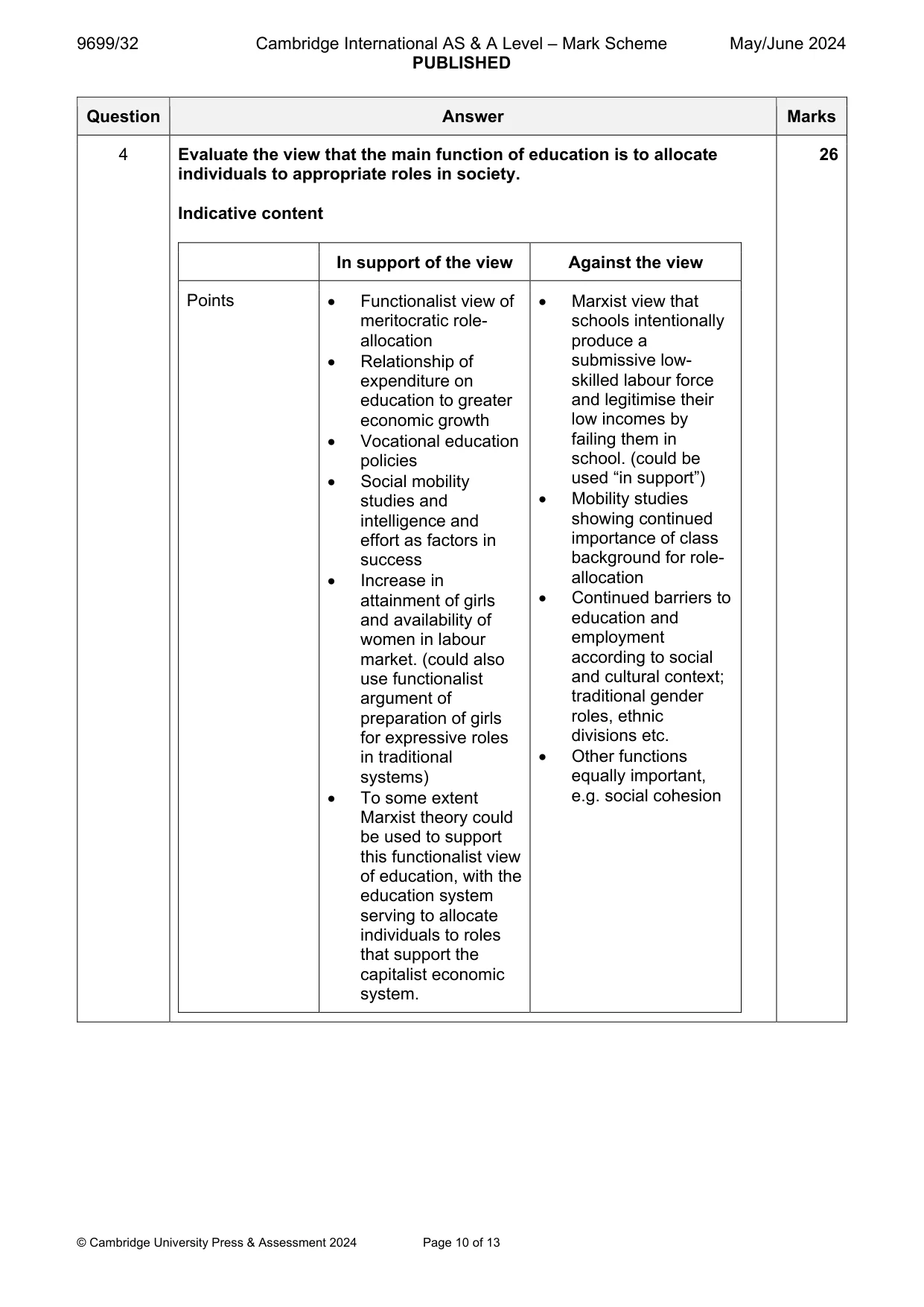 Mark scheme, page 10 of 13