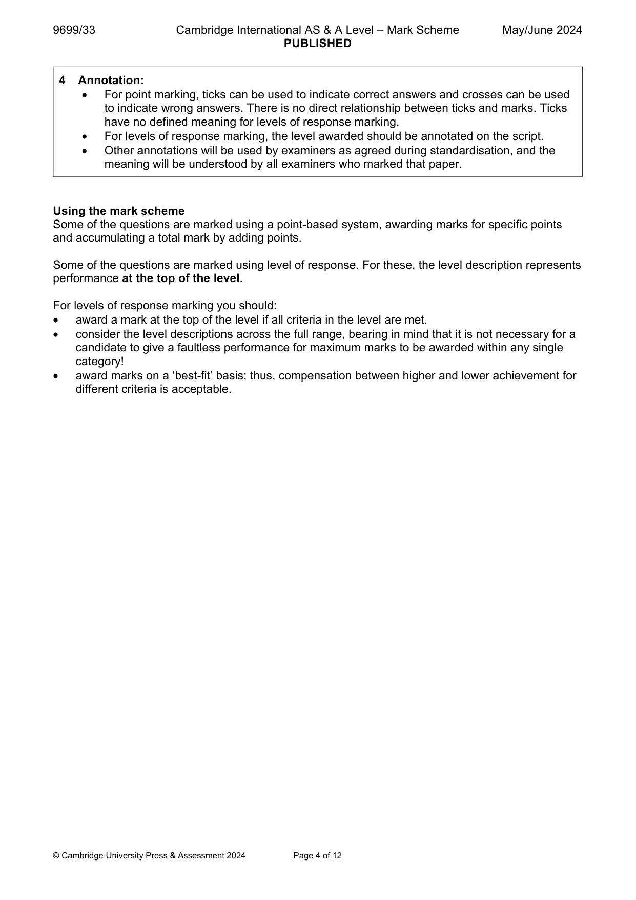 Mark scheme, page 4 of 12