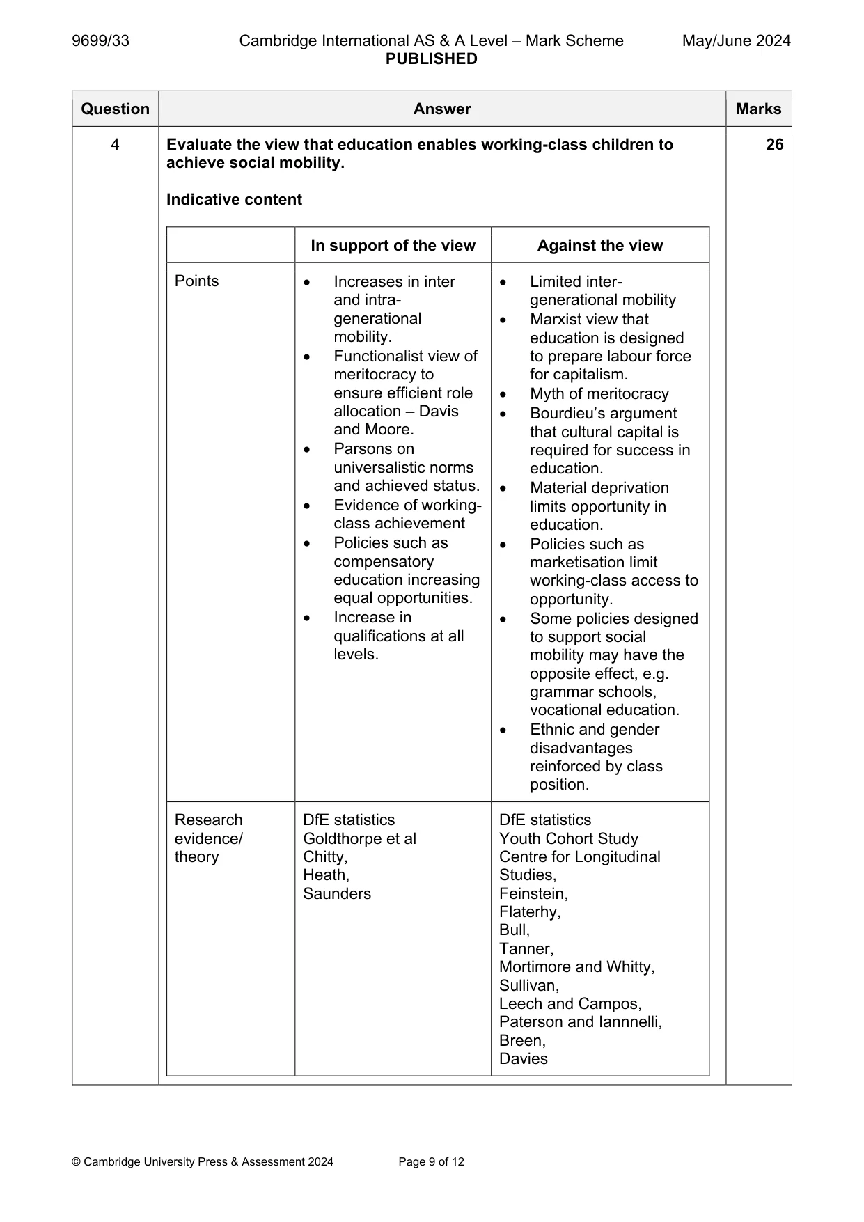 Mark scheme, page 9 of 12