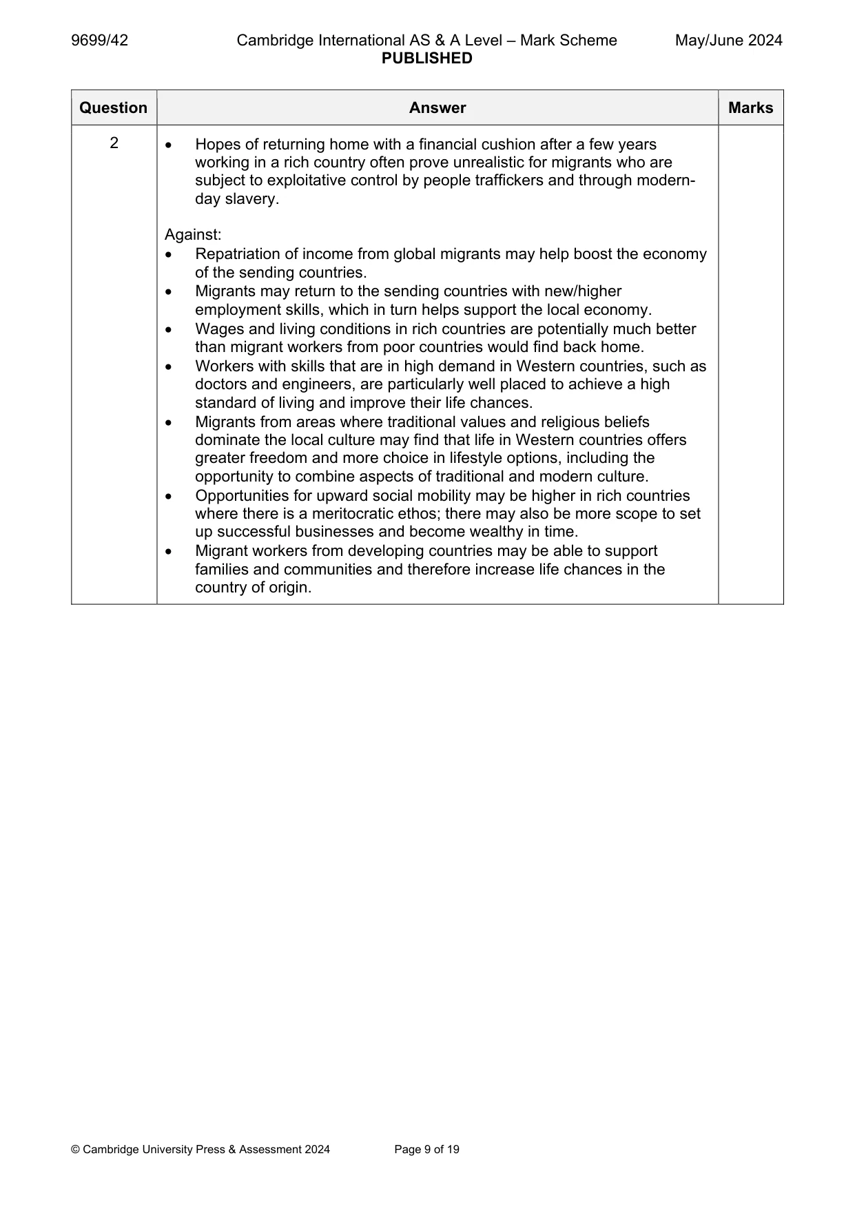 Mark scheme, page 9 of 19