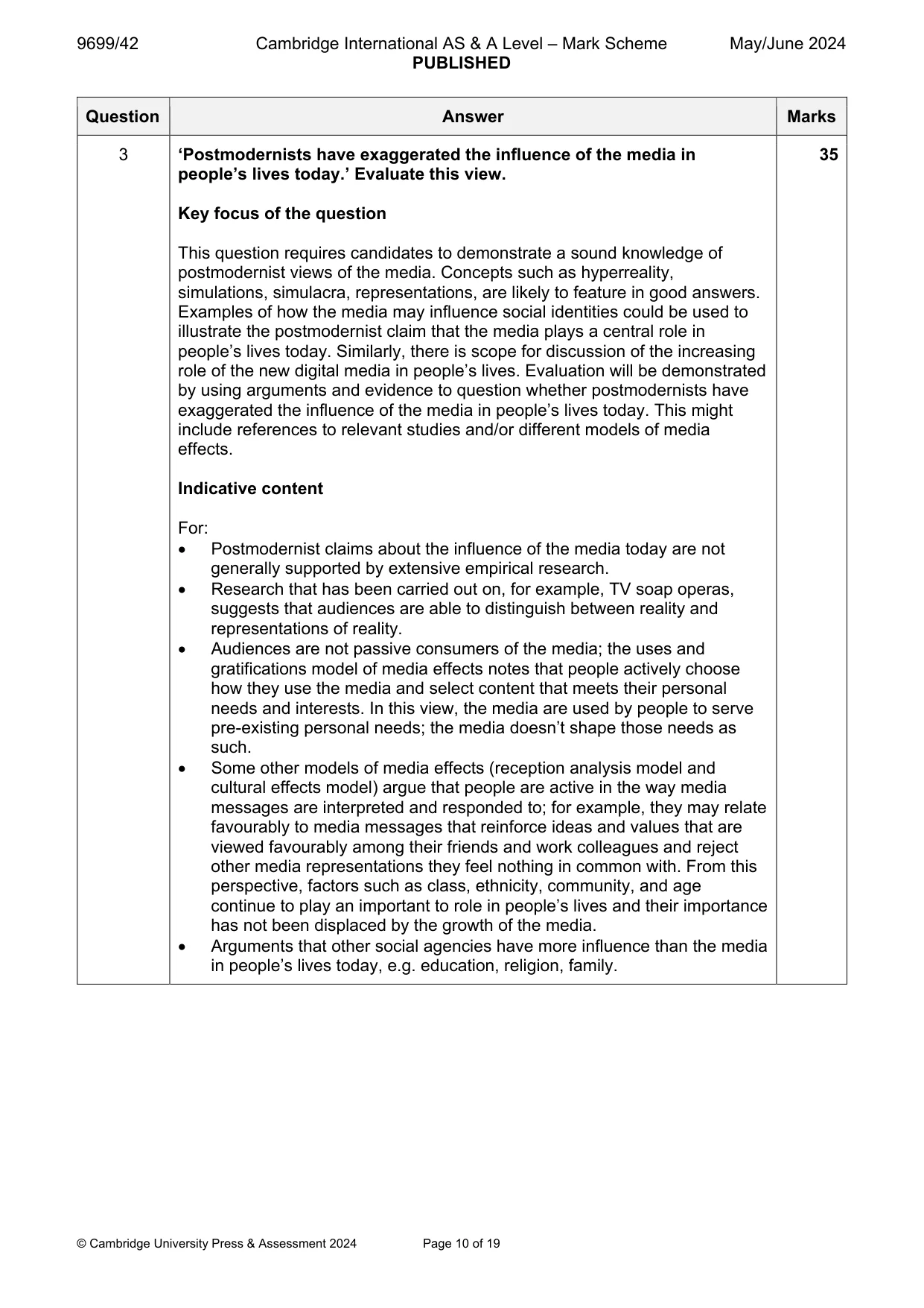 Mark scheme, page 10 of 19