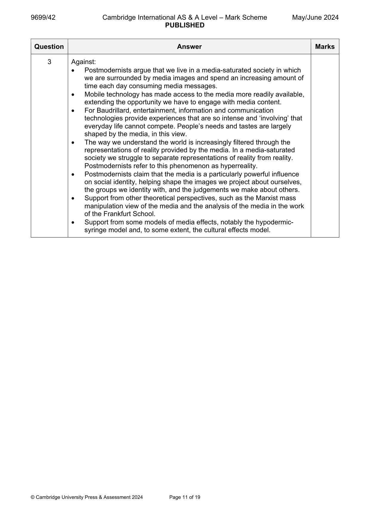 Mark scheme, page 11 of 19