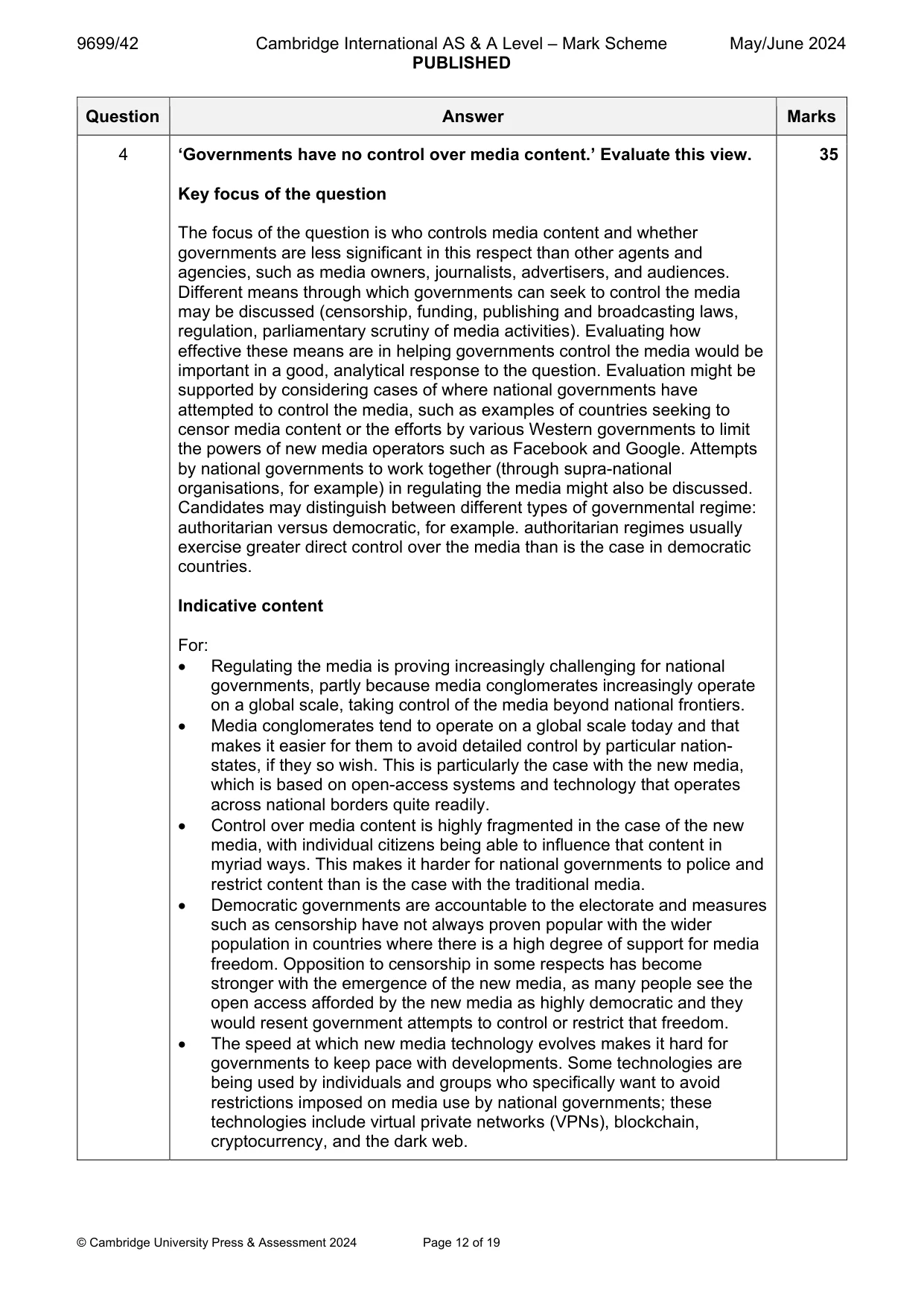Mark scheme, page 12 of 19