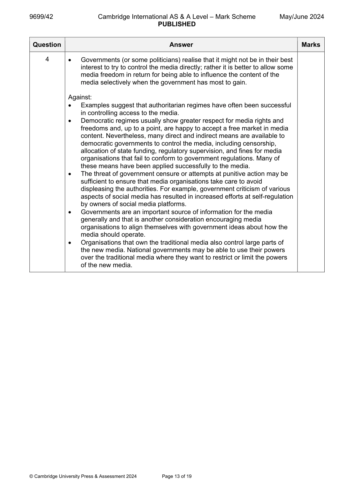 Mark scheme, page 13 of 19