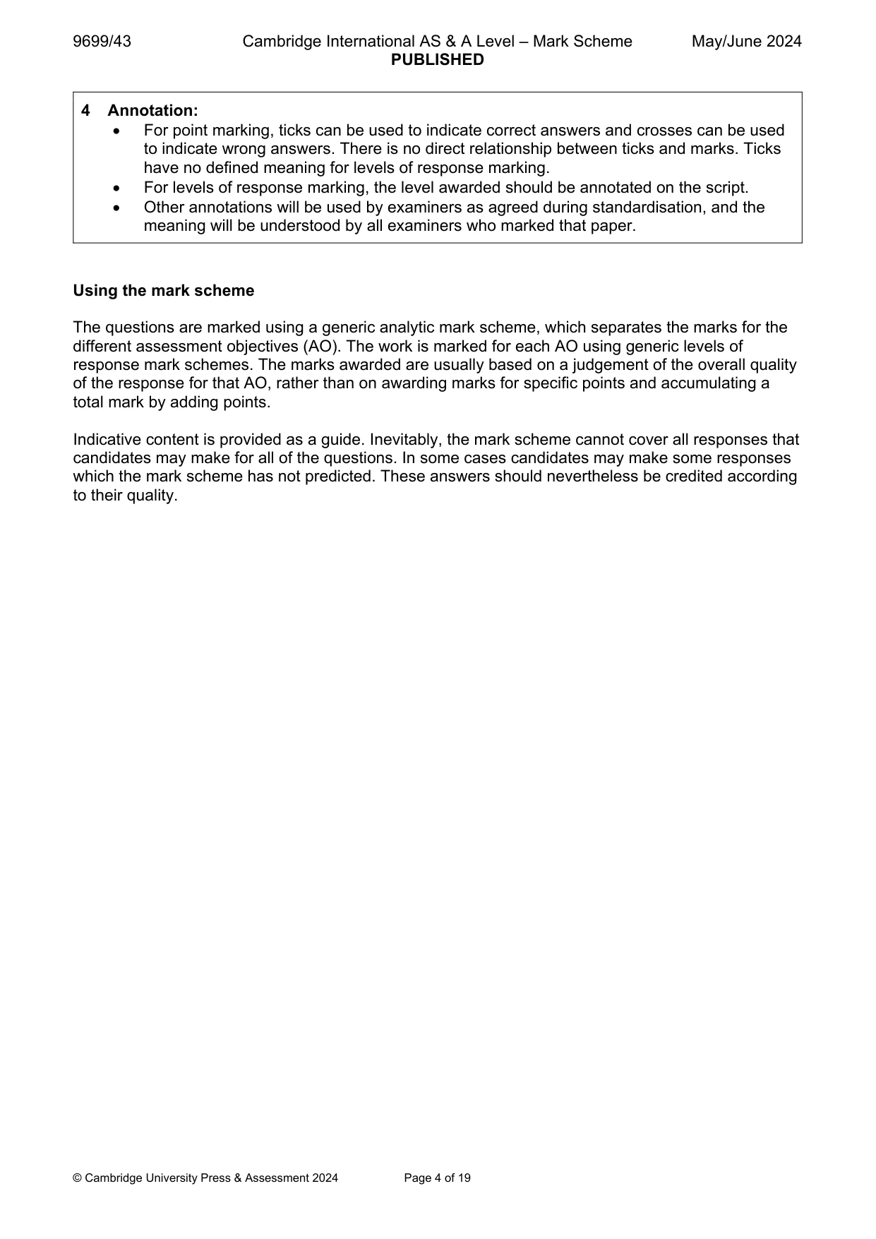 Mark scheme, page 4 of 19