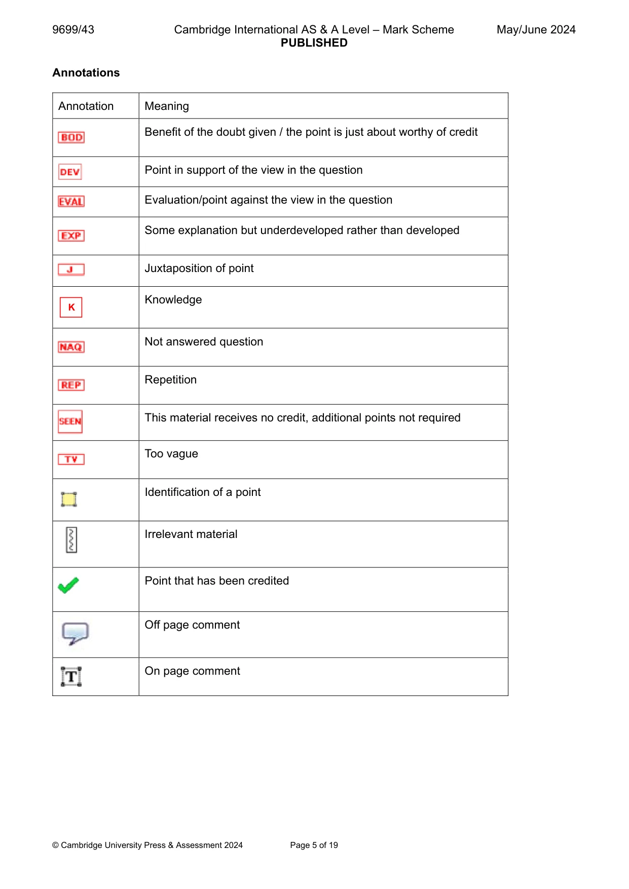 Mark scheme, page 5 of 19
