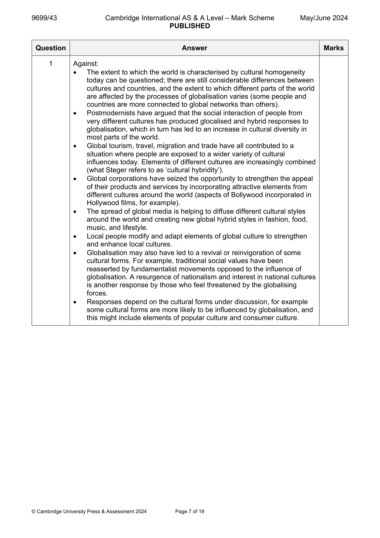 Mark scheme, page 7 of 19